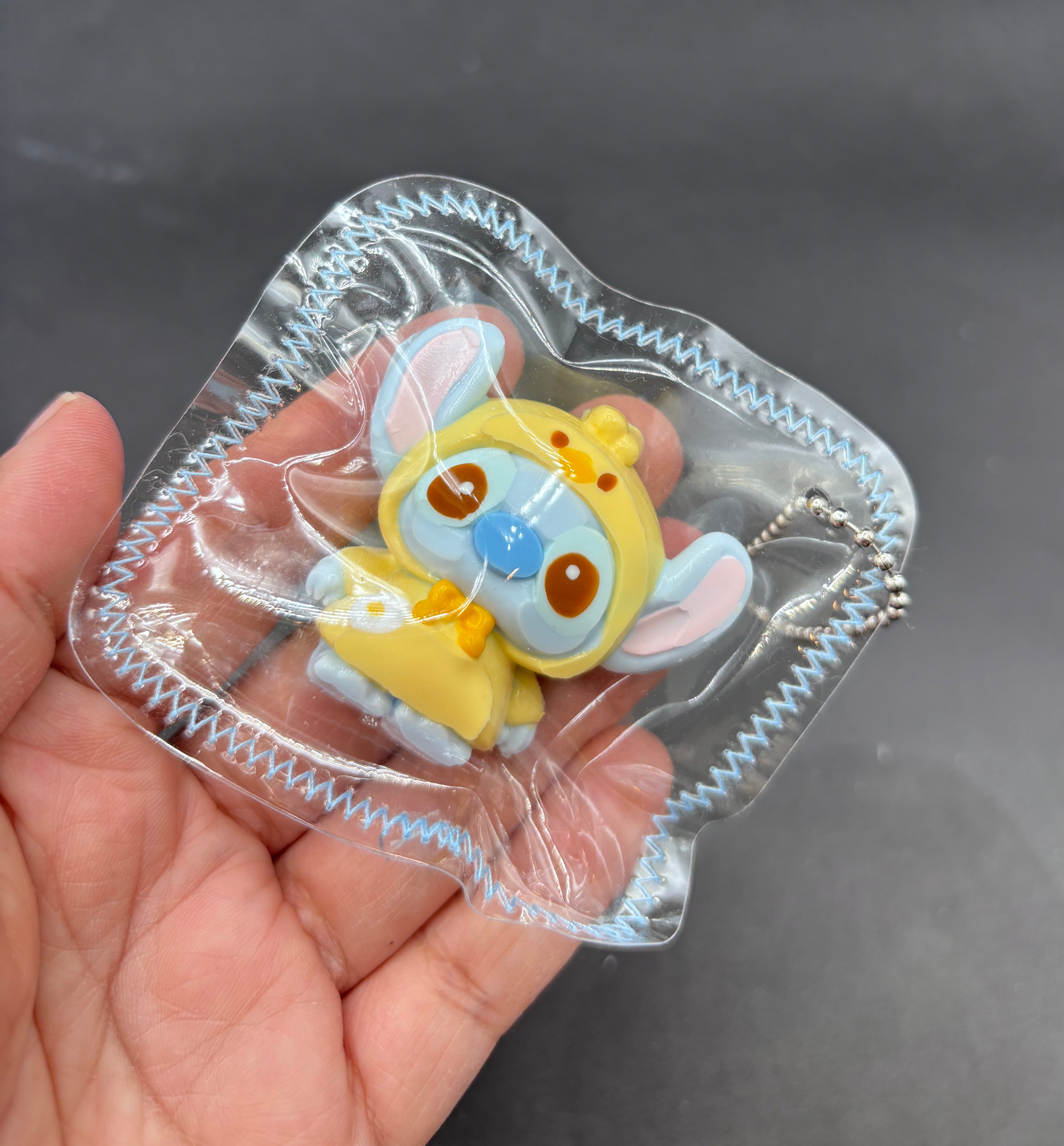 Stitch with a duck hoodie cute mini taba keychain