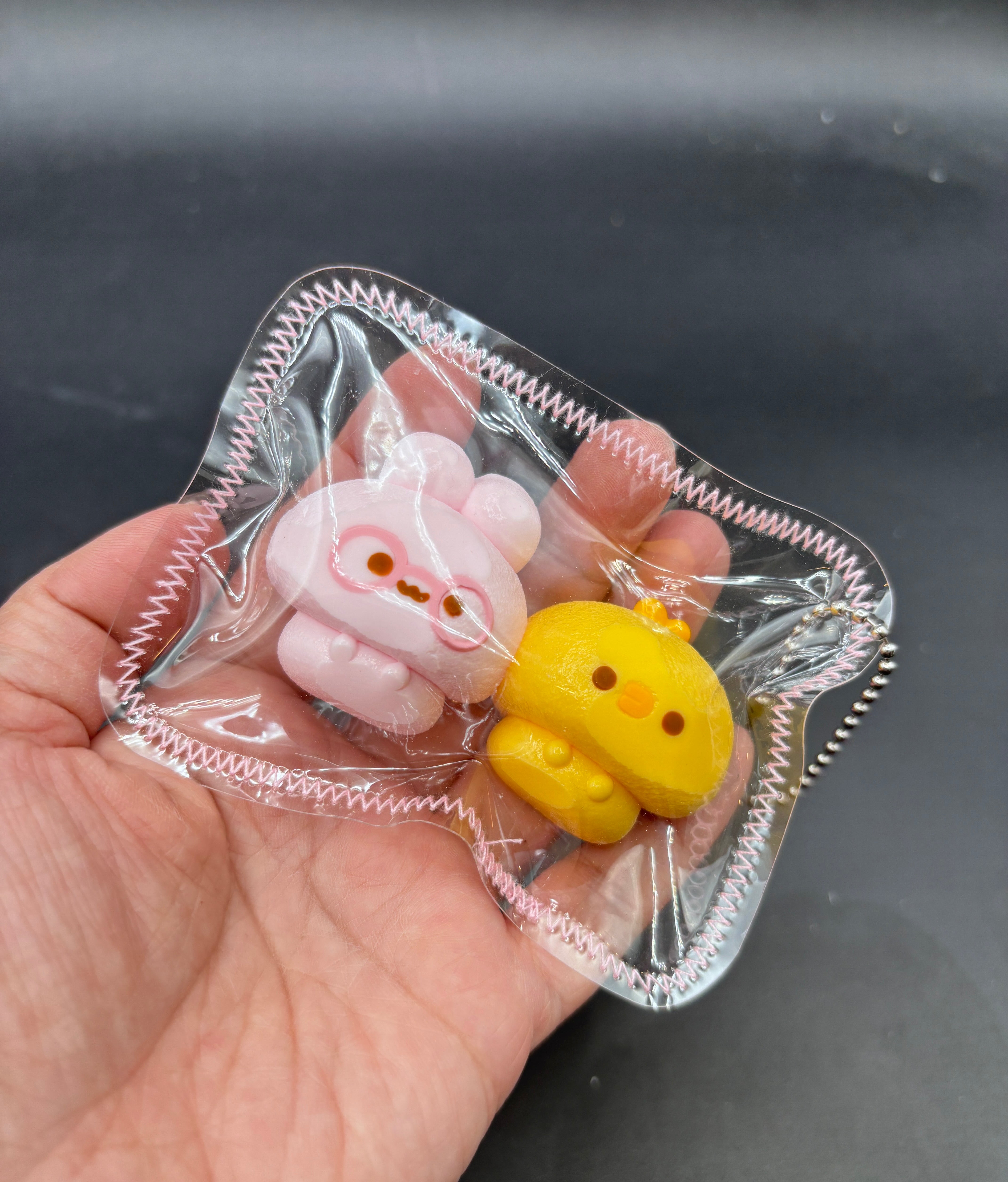 Chicken and bunny twins cute mini taba keychain