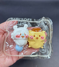 Pack of 2 mini chiikawa momonga and Kuri-Manjū cute soft taba squishy