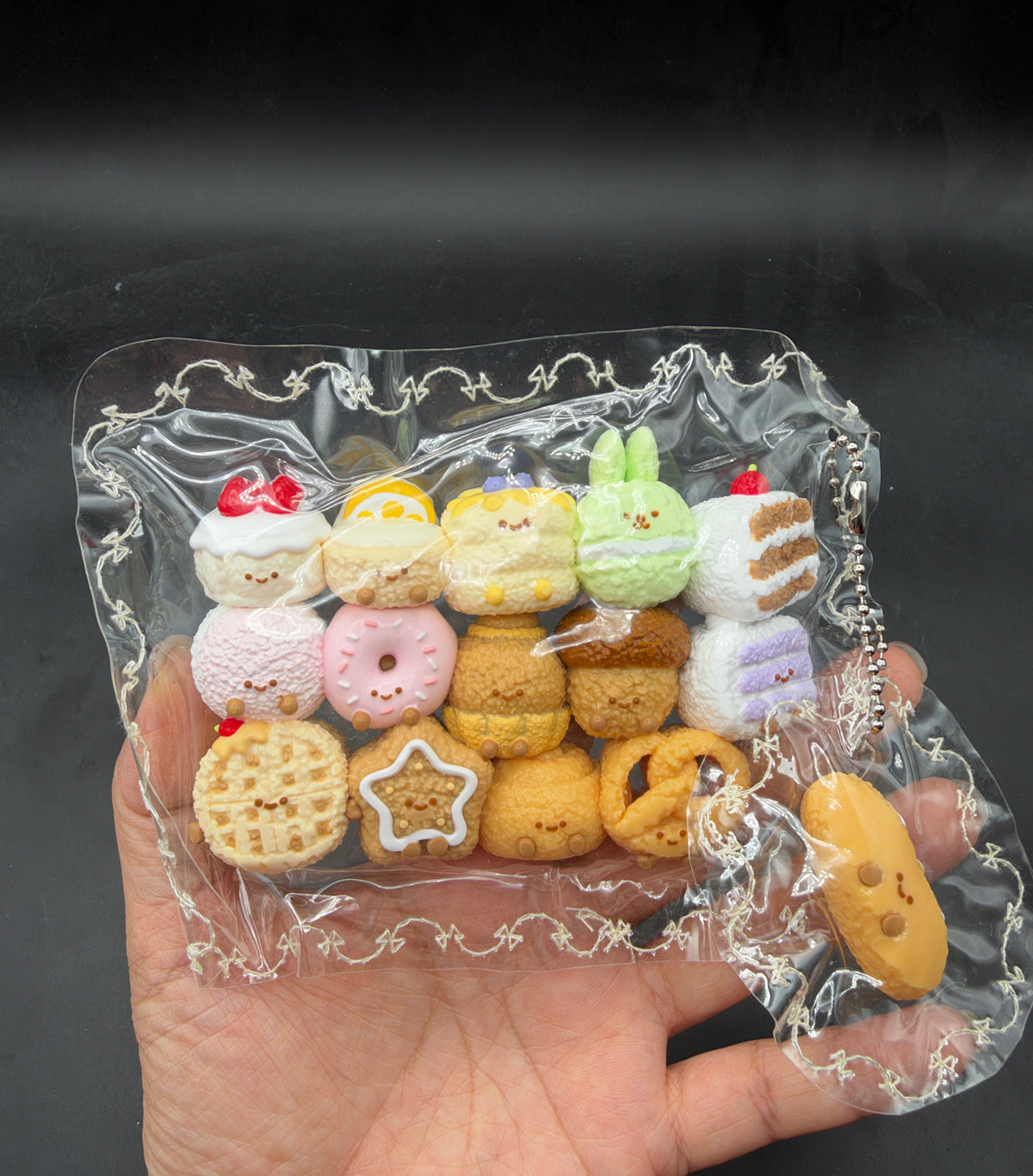 Mini keychain detailed pack of 15 jc pastries taba squishy