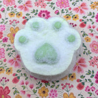 Large- tiny toe bean flocked with fur (pink & green) Cat Paw Squishy Toy