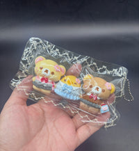Cute pack of 3 mini Rilakkuma family taba squishy keychain
