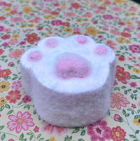 Large- tiny toe bean flocked with fur (pink & green) Cat Paw Squishy Toy