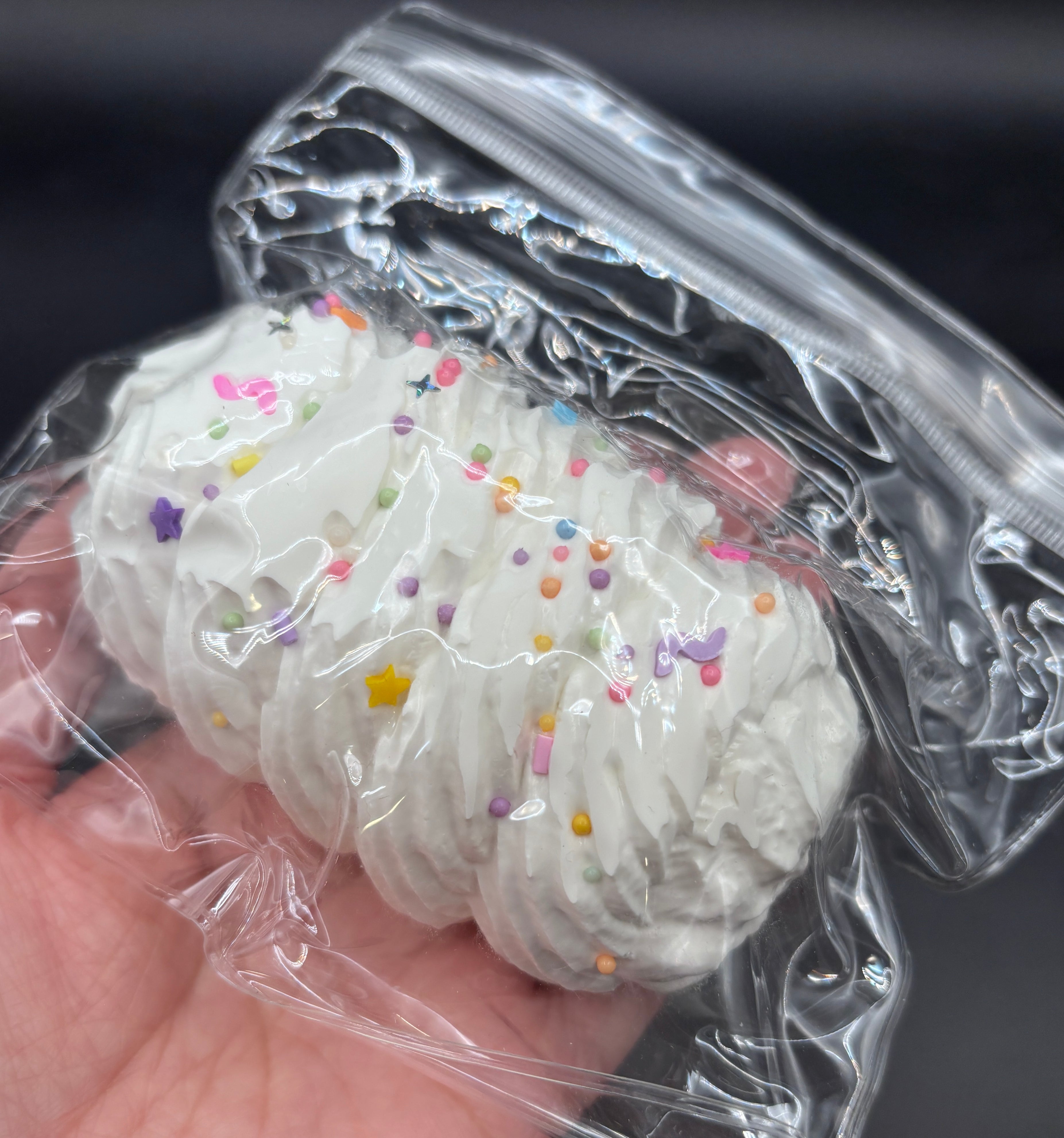 Frozen butter Whipped cream and sprinkles  taba squishy toy