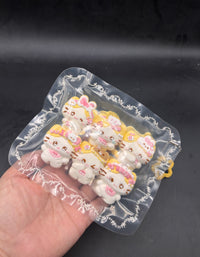 pack of 6 kawaii marshmellow kitty detailed