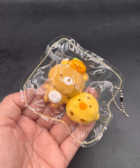 Mini keychain Rilakkuma and chick set  taba squishy