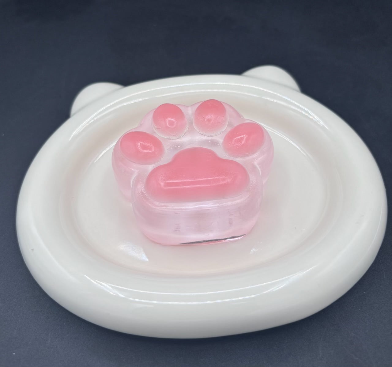 NEW!! Medium SUPER soft clear cat paw water textured (strawberry paw)