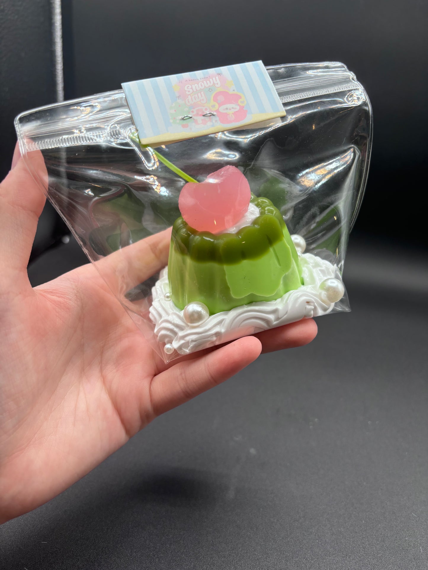 Detailed matcha jelly