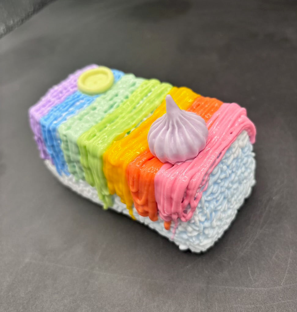 NEW!! Rainbow covered toasted with squishy button+whipped cream