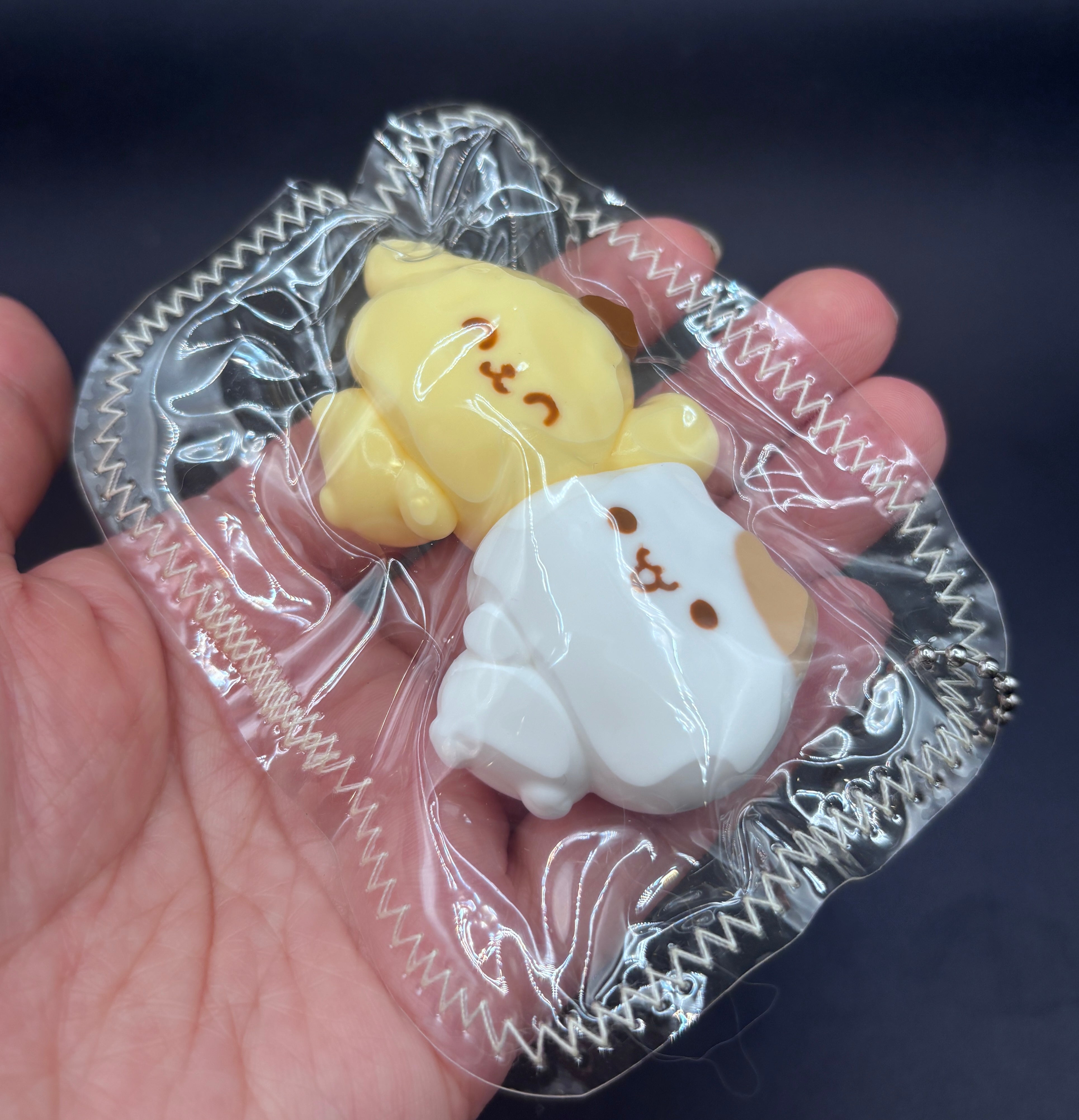 Pack of 2 mini keychain pudding bear and hamster twins Taba squishy toy
