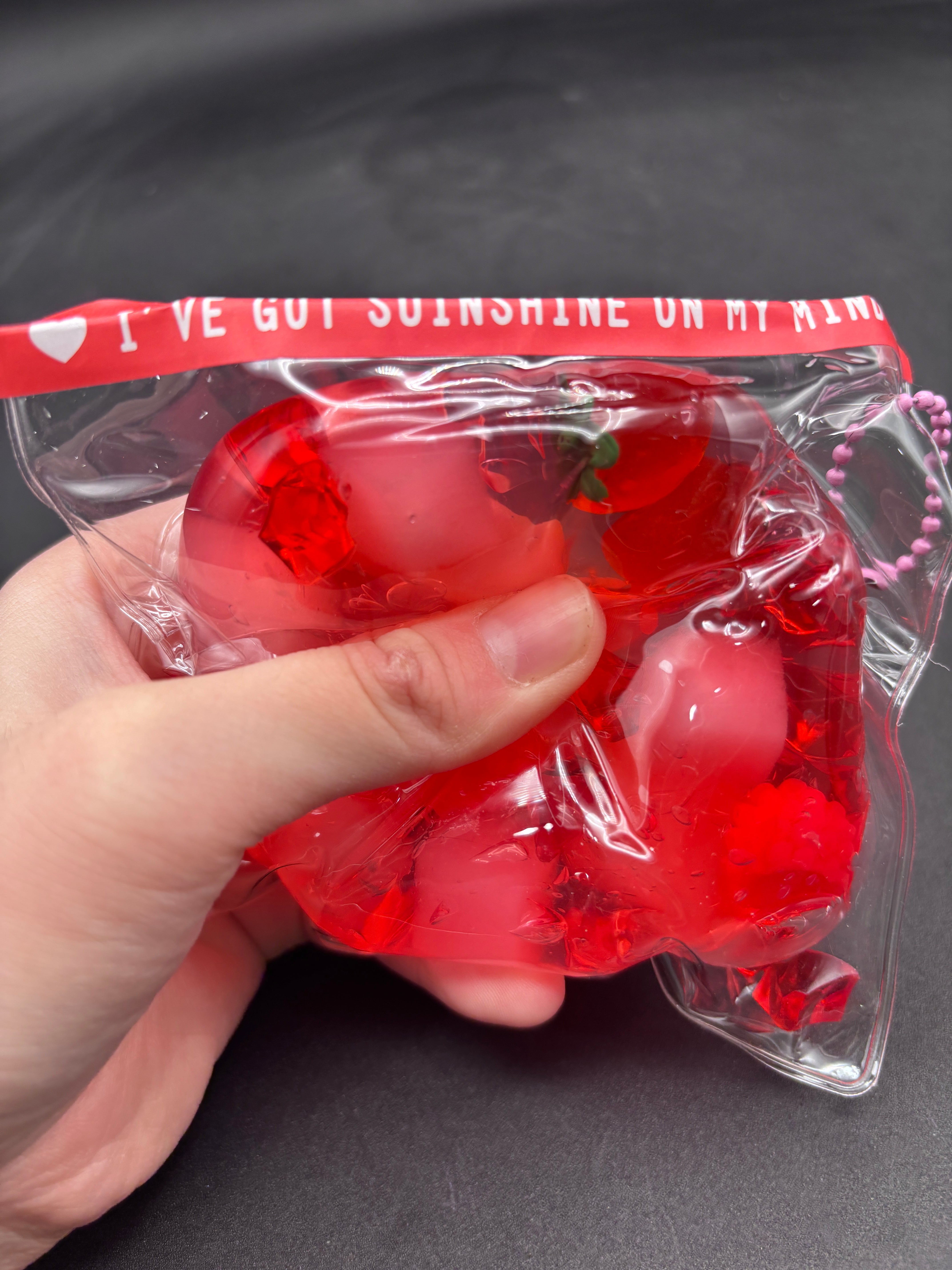 Strawberry jelly cube with taba slime Stress Ball