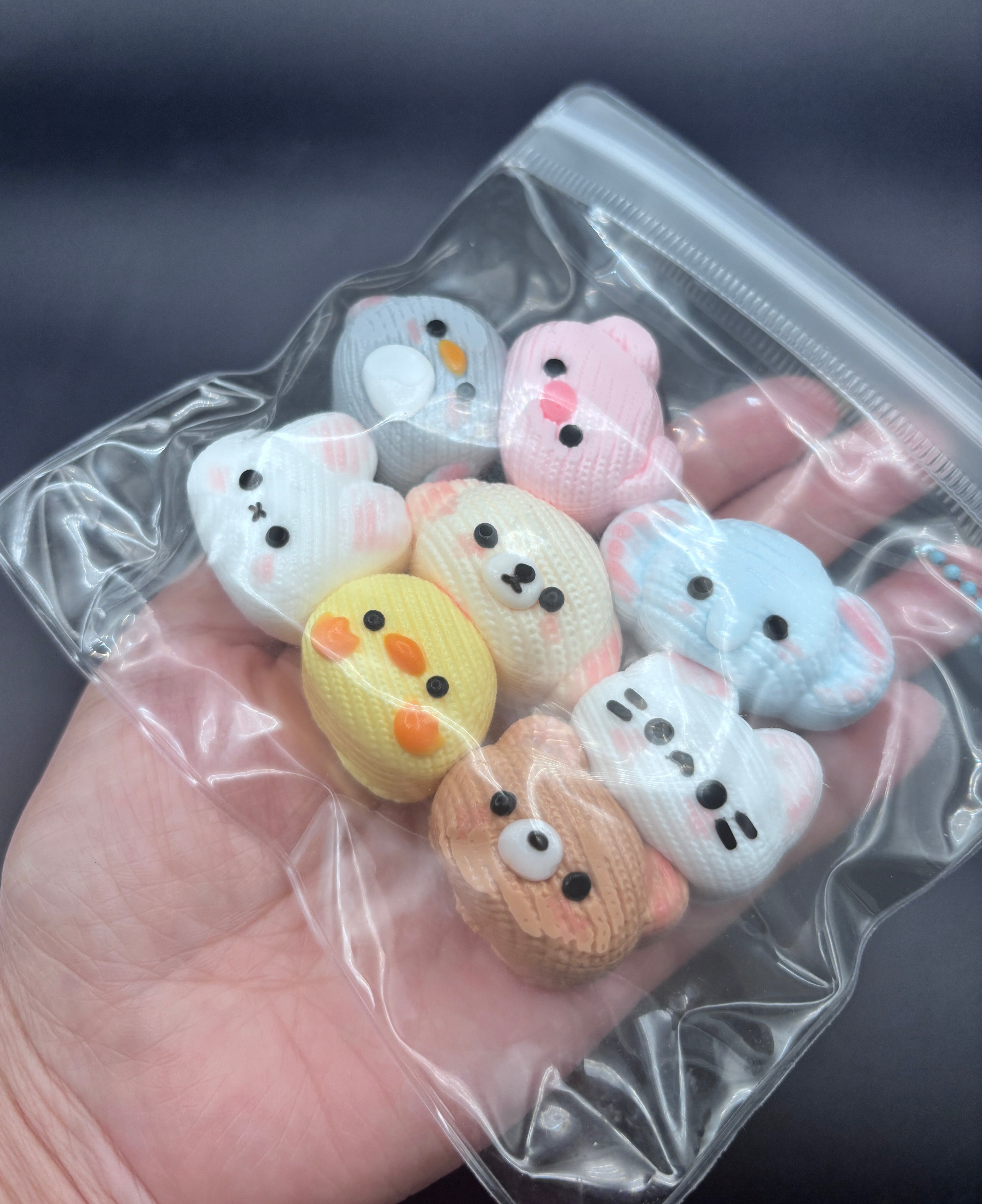 Detailed pack of 8 cute yarn animals Taba Squishy Toy