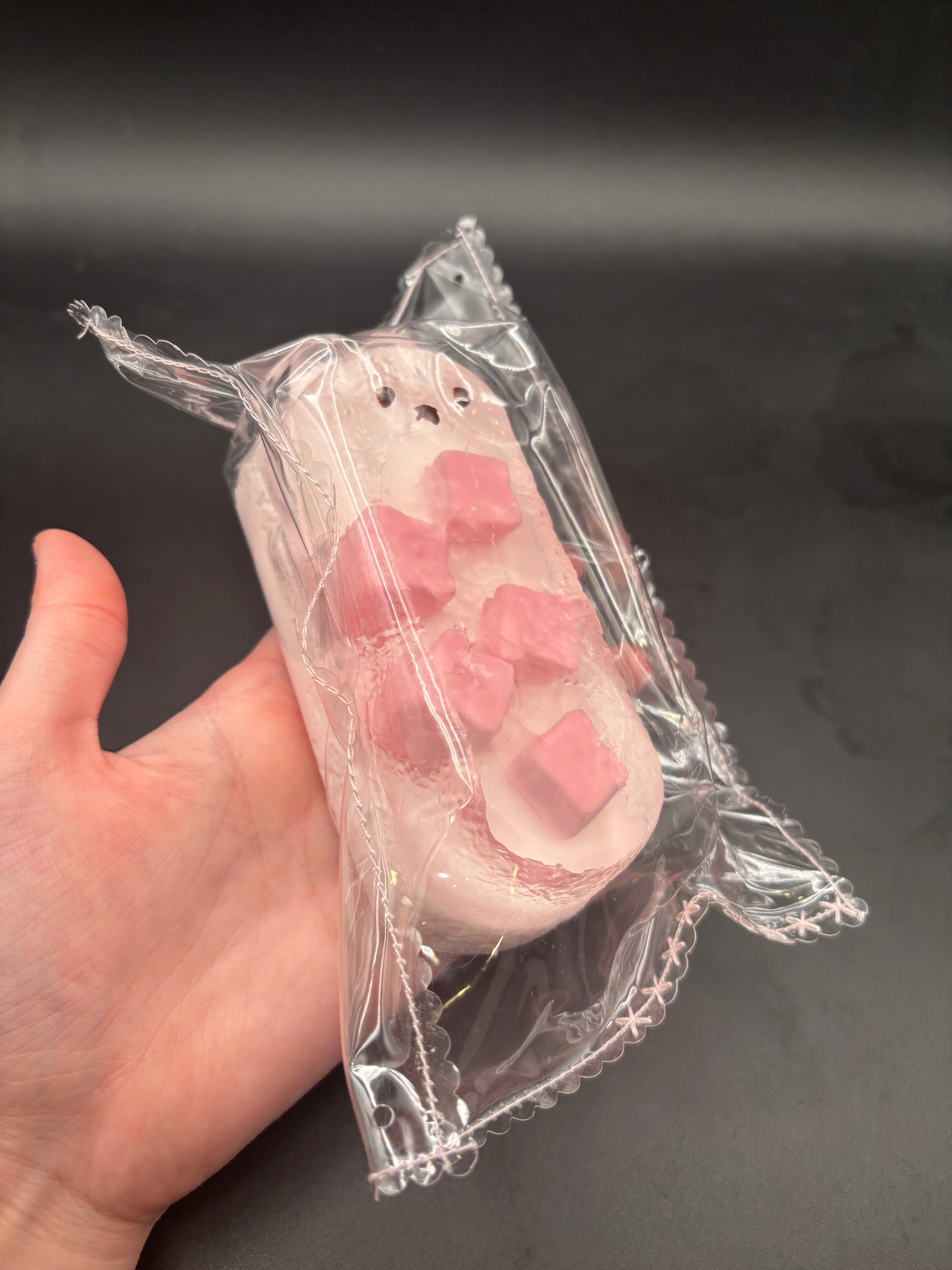 Super cute half clear peach coconut jelly Miffy taba squishy