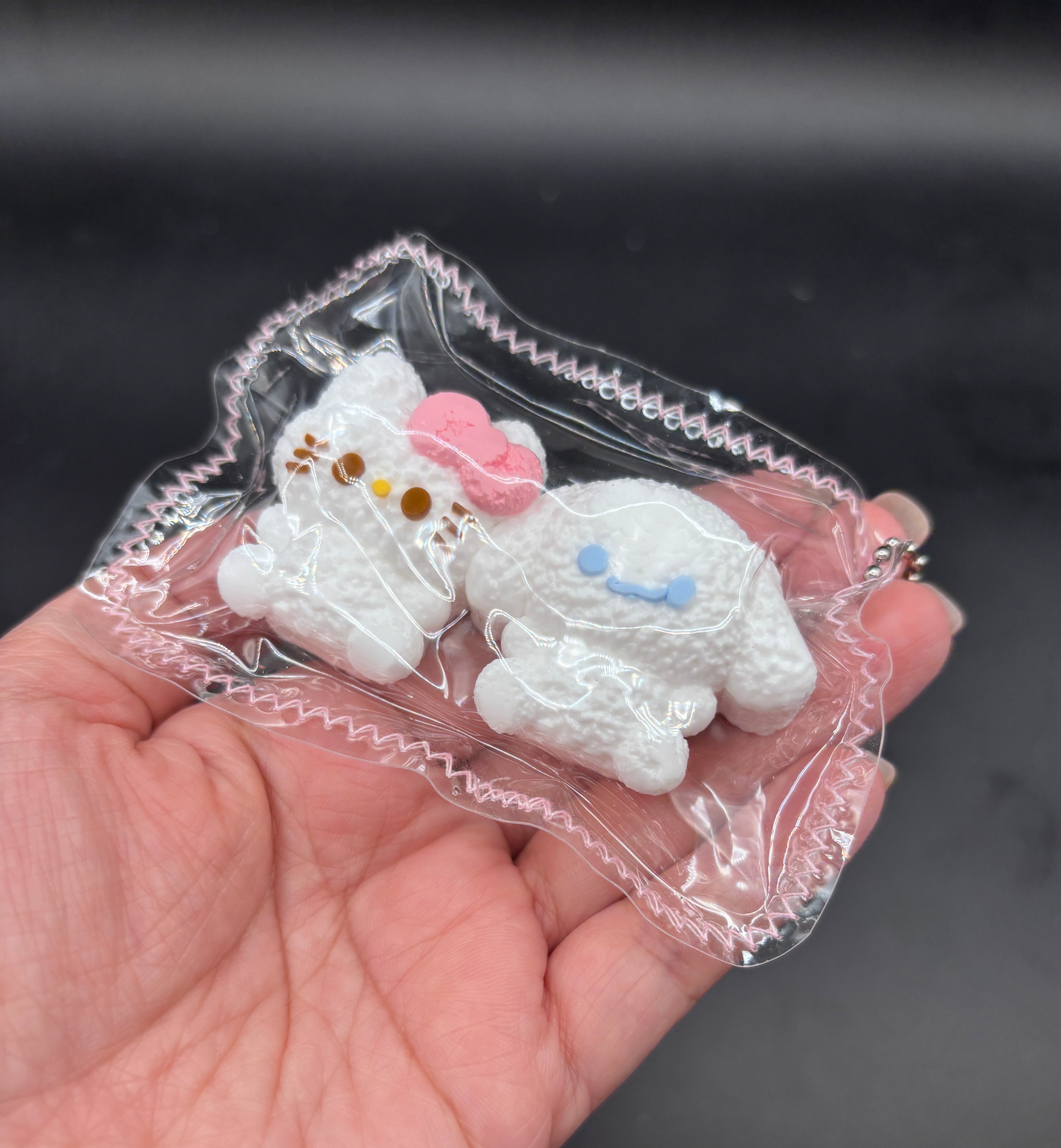 Pack of 2 kitty and cinna keychain soft taba squishy