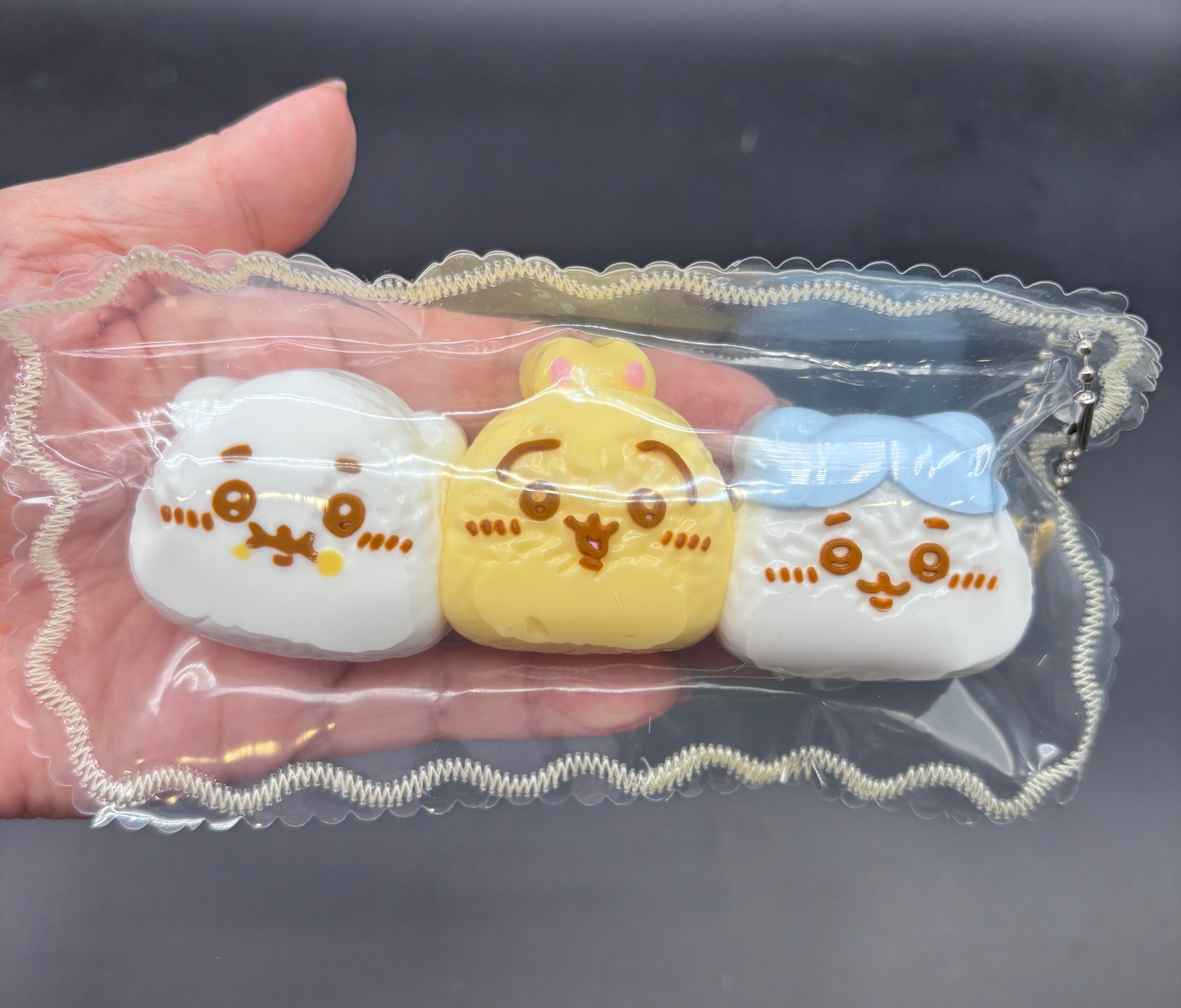 Cute chiikawa rice ball pack of 3 soft  taba squishy toy