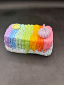 Rainbow covered toasted with squishy button+whipped cream