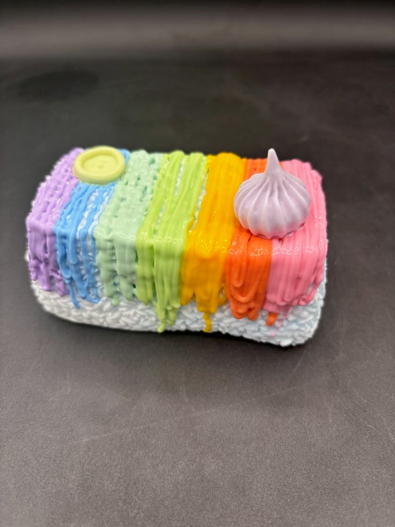 NEW!! Rainbow covered toasted with squishy button+whipped cream