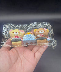 Cute pack of 3 mini Rilakkuma family taba squishy keychain