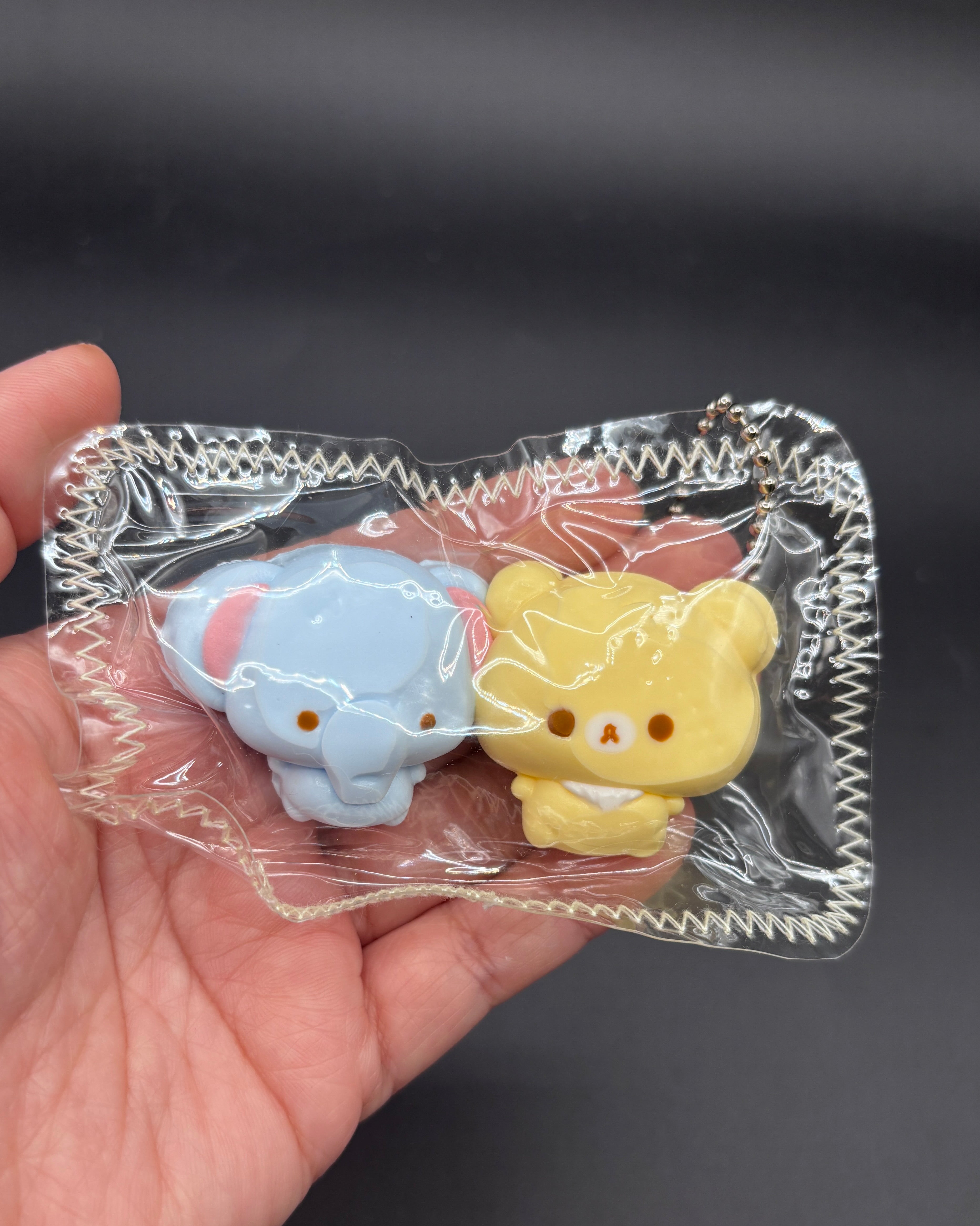 Cute mini keychain elephant and Korilakkuma soft  taba squishy