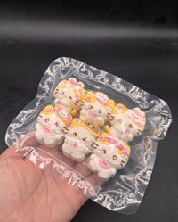 pack of 6 kawaii marshmellow kitty detailed