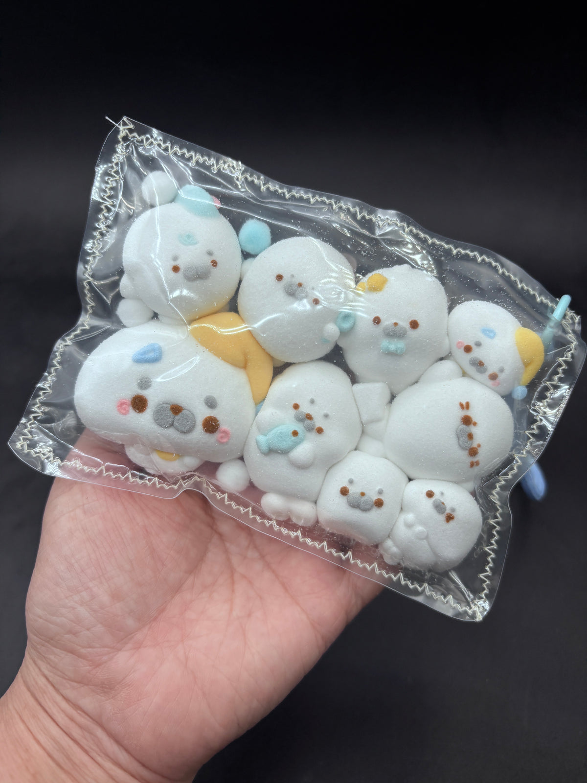 9 mini seals powdered mochi cute taba squishy
