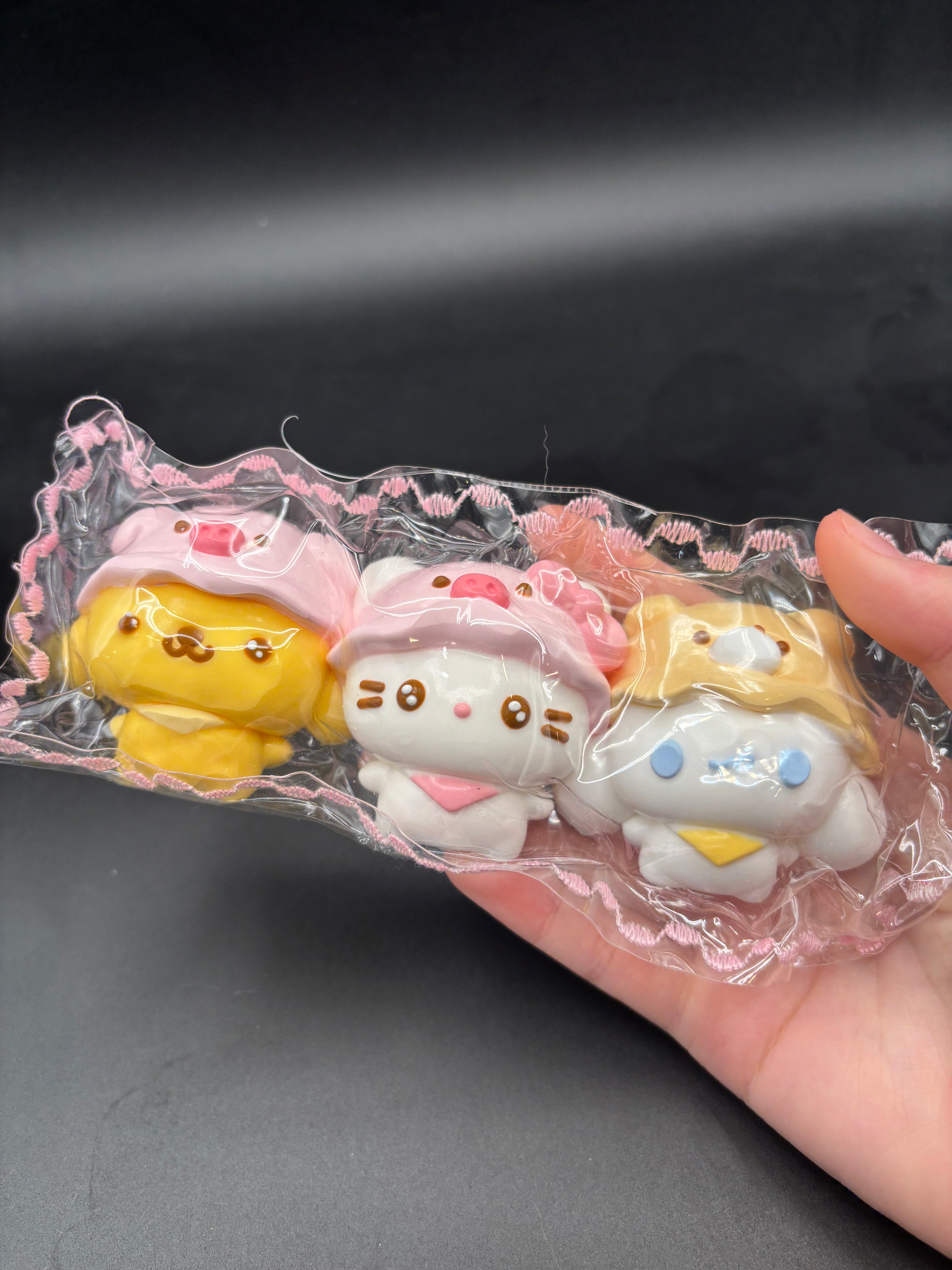 Cute detailed pack of 3 characters soft taba squishy