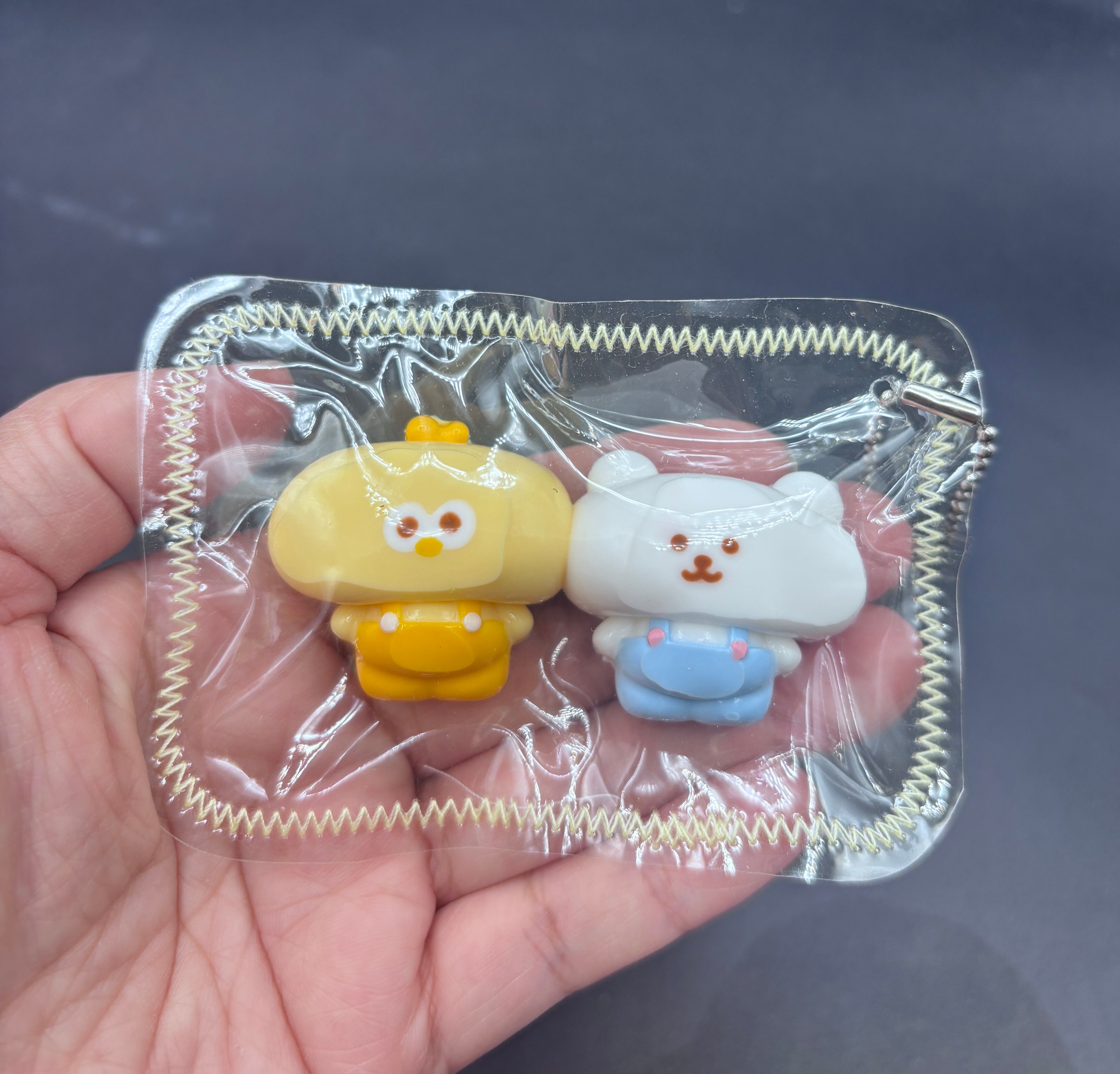 Mini keychain pack of 2 Chicky and jokebear soft  taba squishy