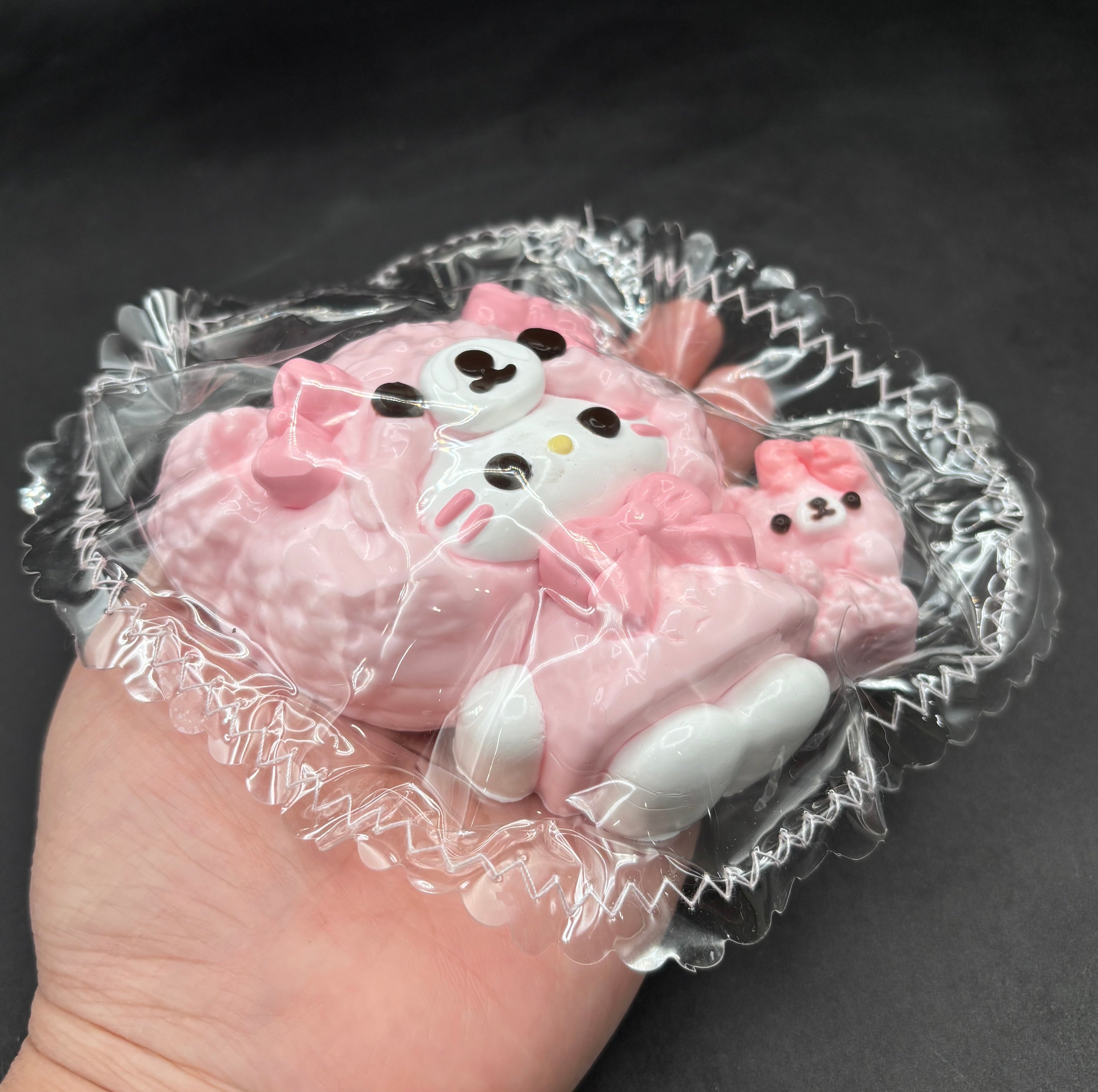 Taba Squishy  Cute detailed HK pink Rilakkuma bear with teddy bear squishy