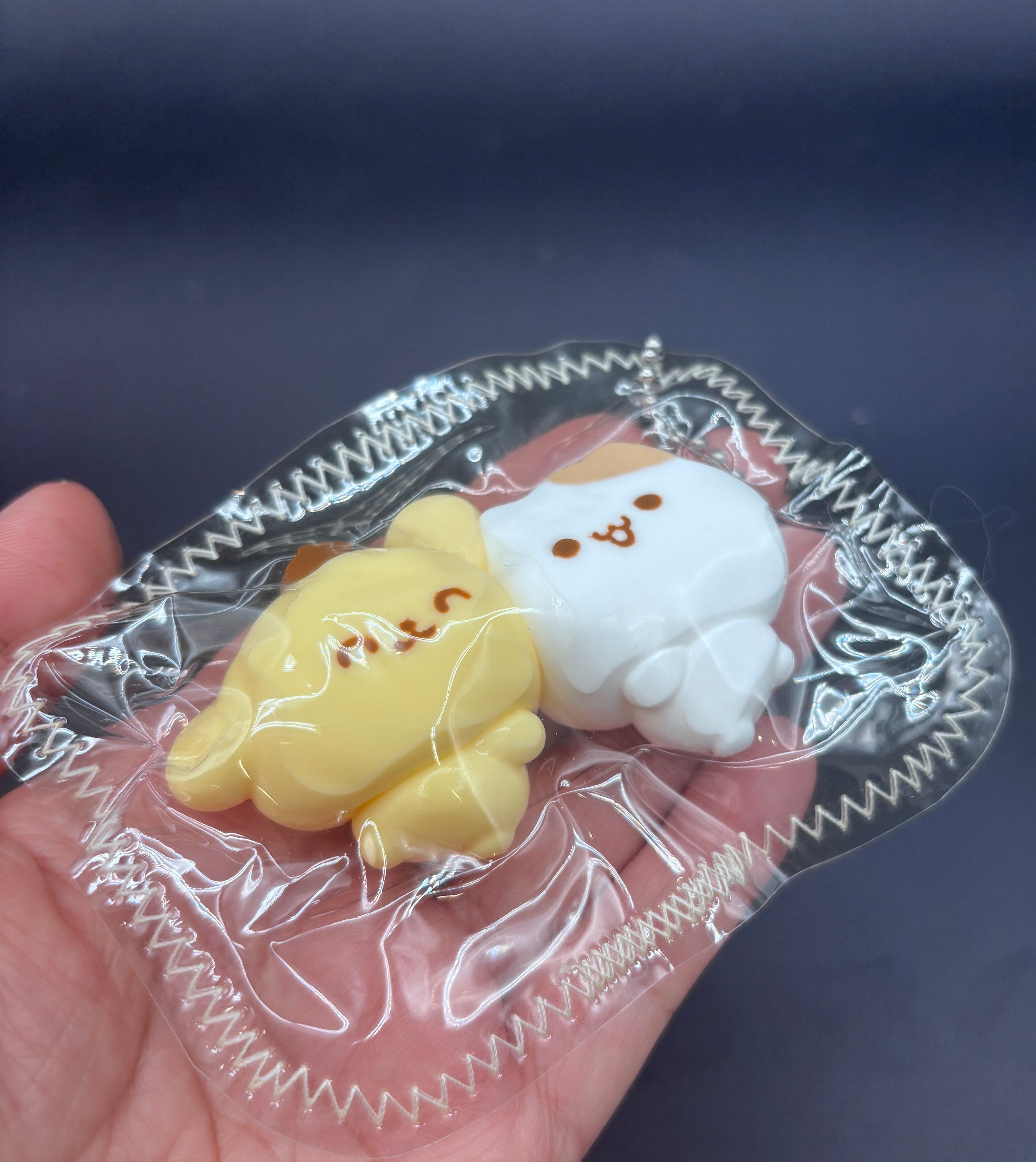 Pack of 2 mini keychain pudding bear and hamster twins Taba squishy toy