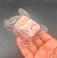 Cute mini Korilakkuma bed keychain taba squishy