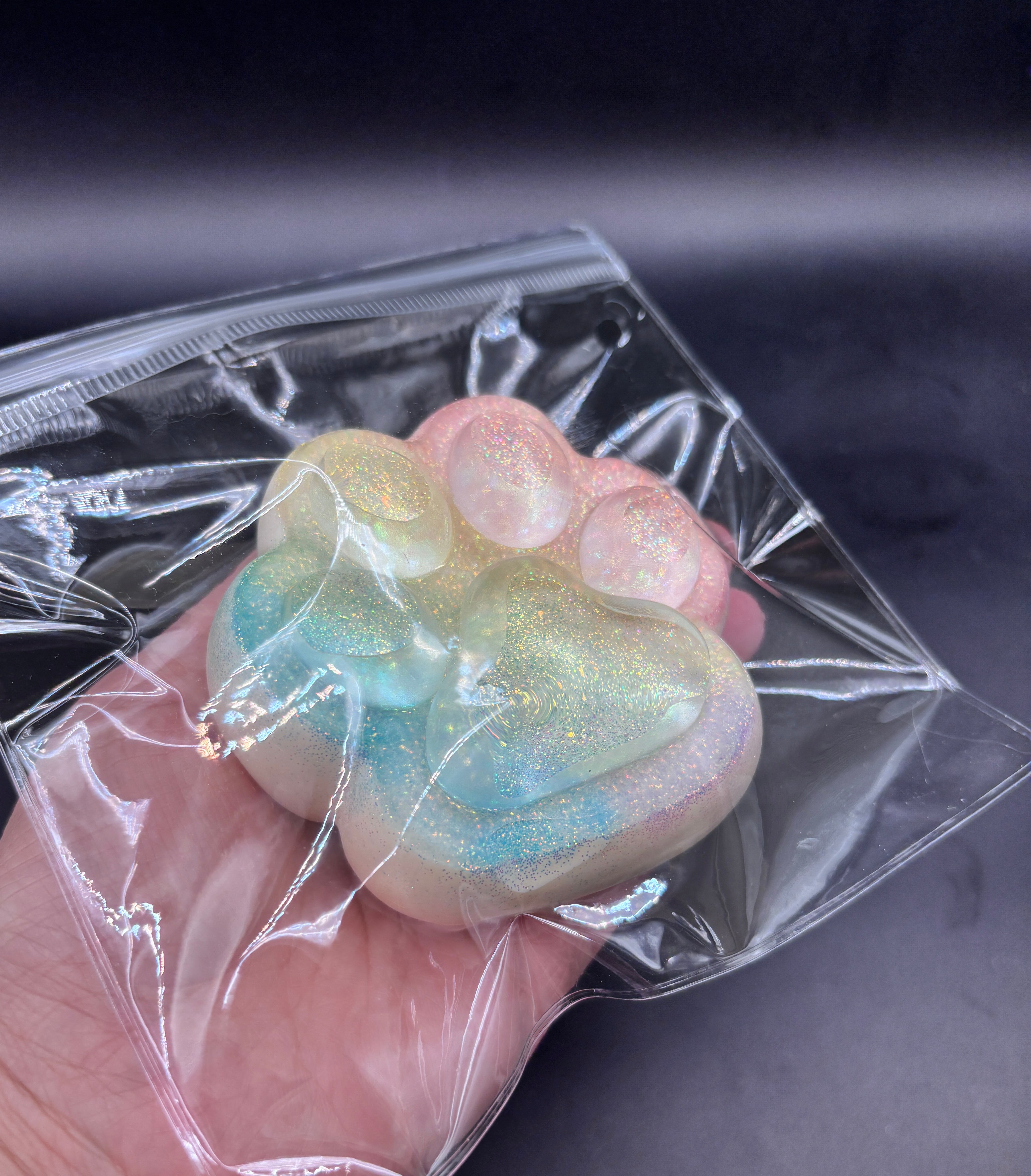 Extra Large glitter soft half clear cat paw