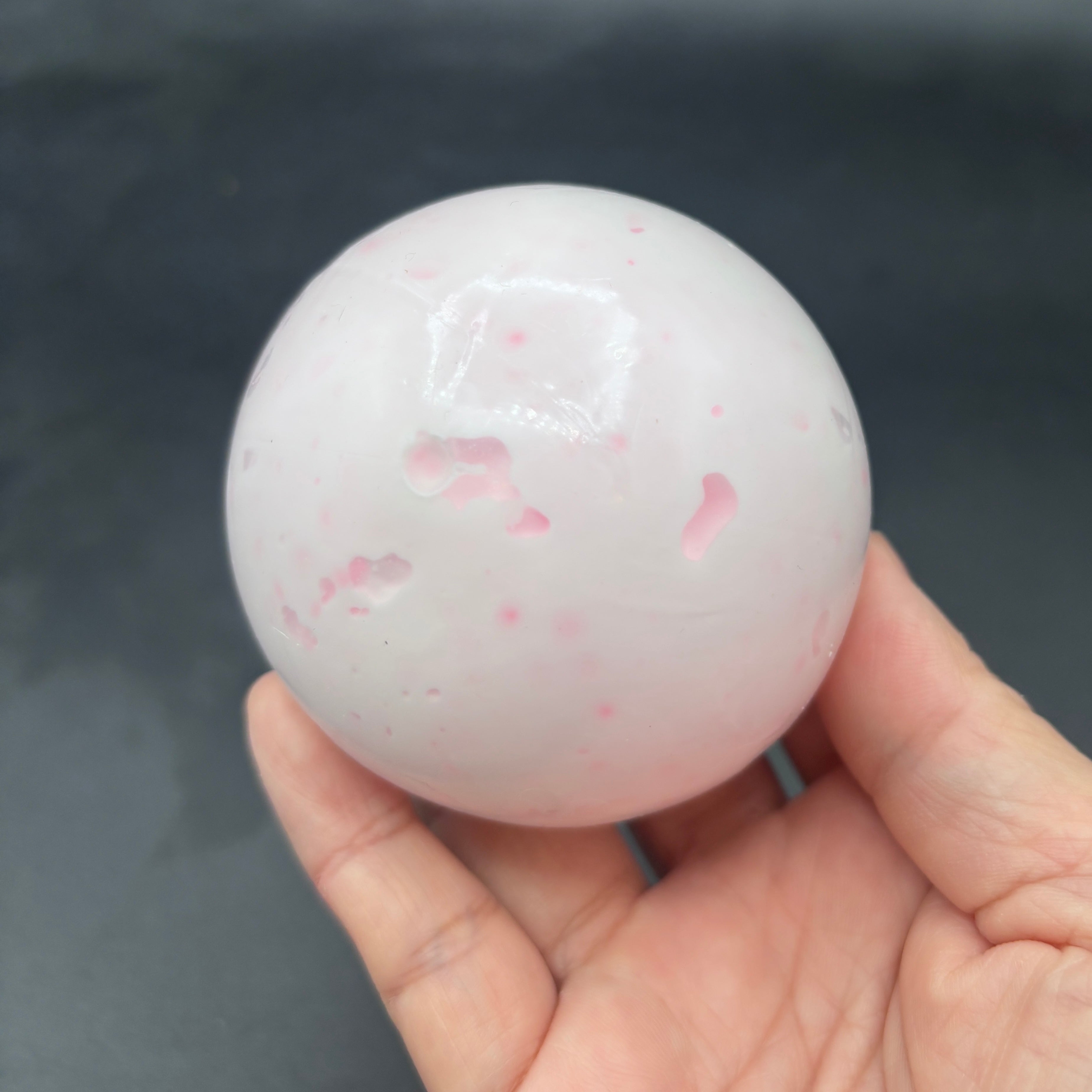 Pink round beaded ice clay stressball