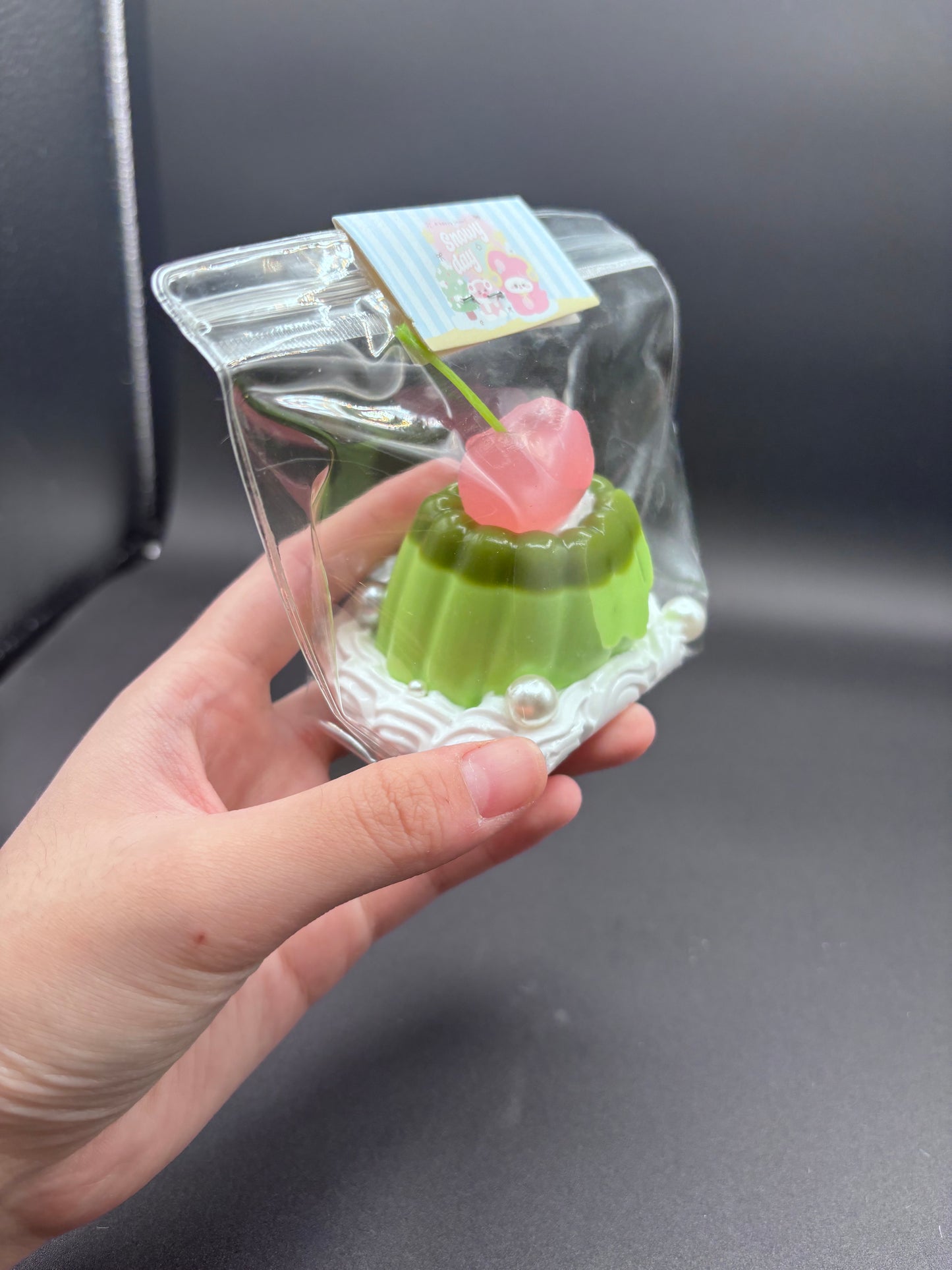 Detailed matcha jelly