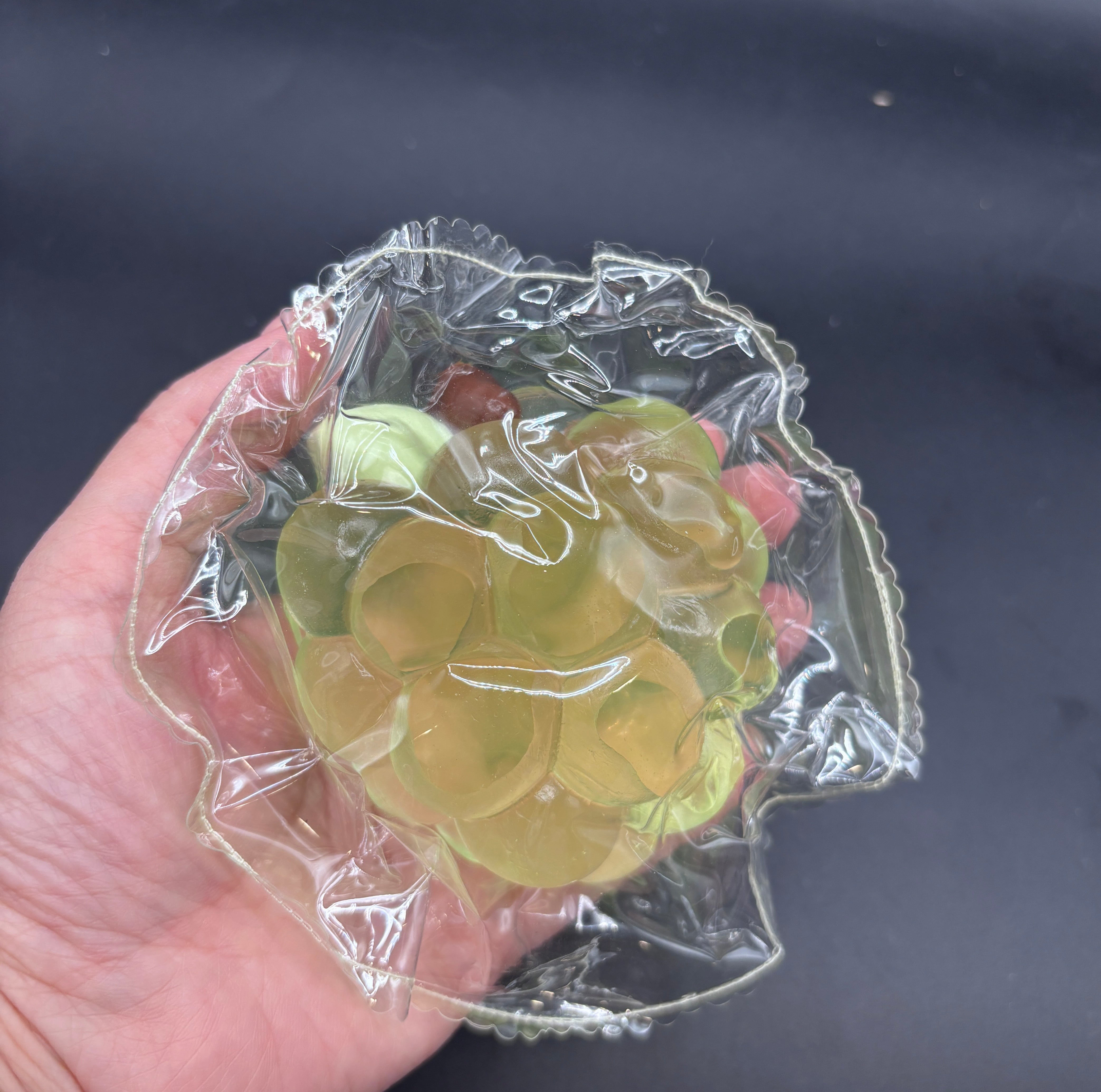 Clear cream/regular textured green grapes soft taba squishy