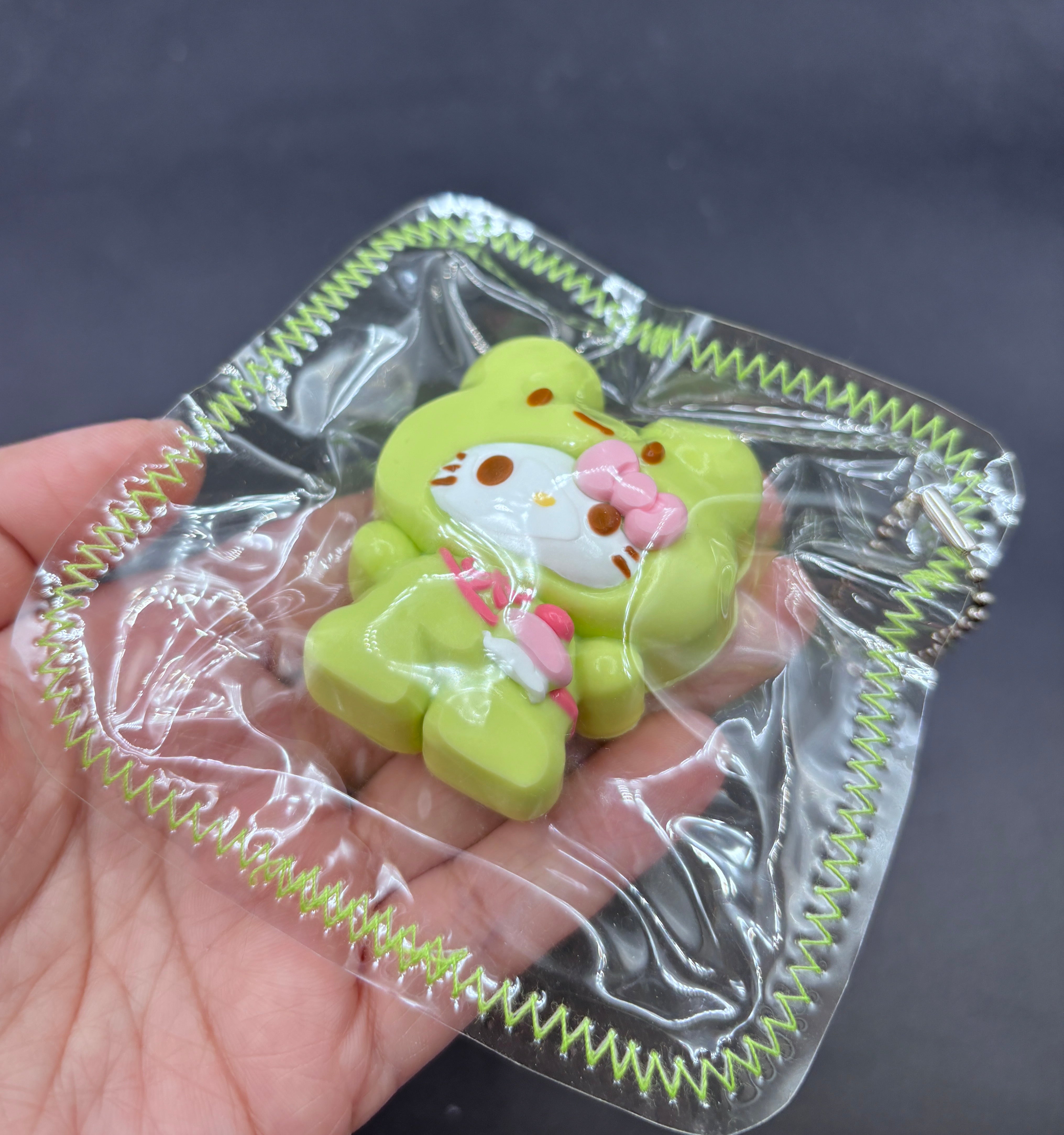 Keychain mini/small kitty with a frog overall taba cute