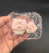 Pack of 2 mini flocked piggy + mini  taba squishy