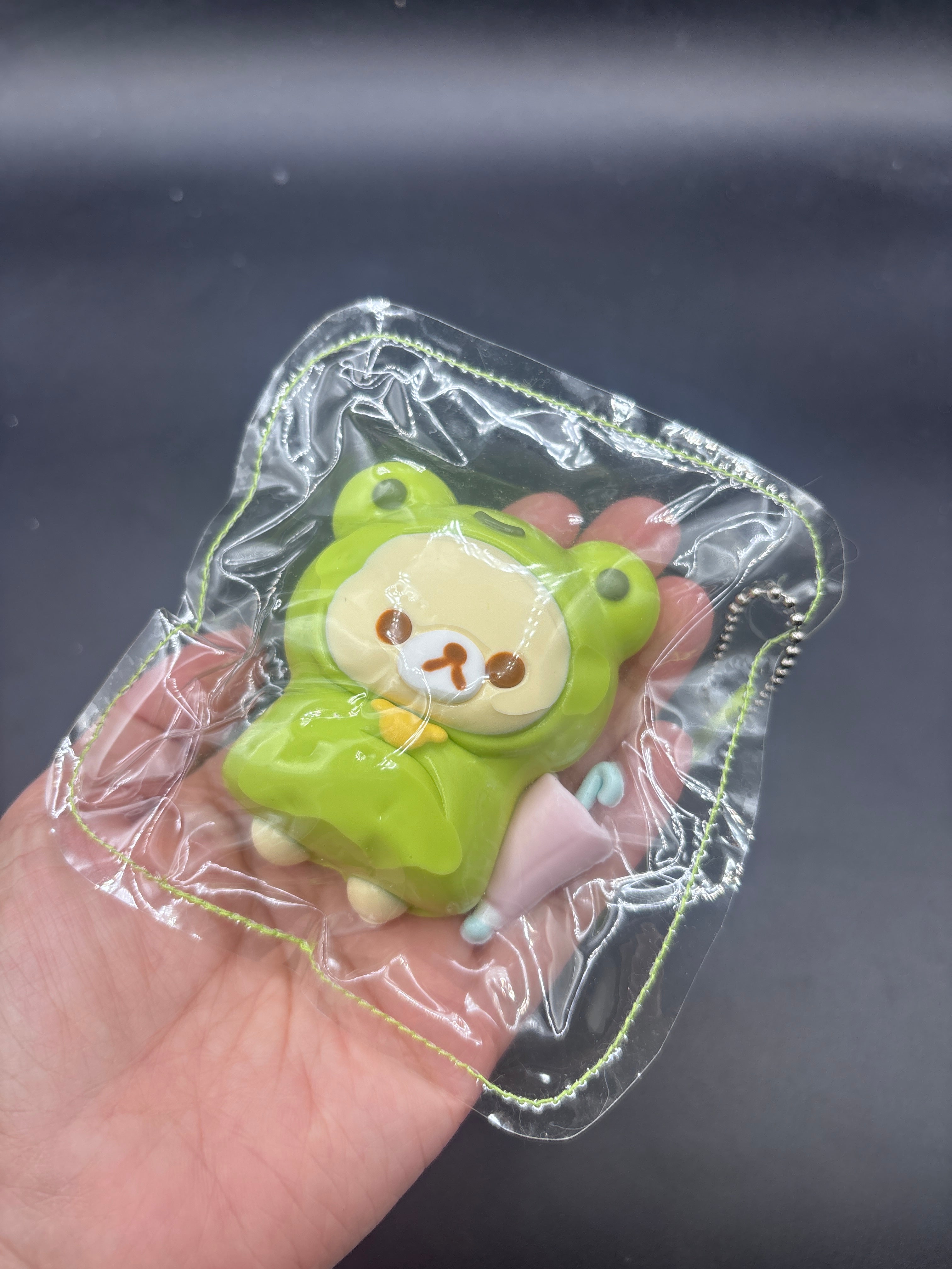 Super cute Rilakkuma and korilakkuma raincoat frog taba squishy