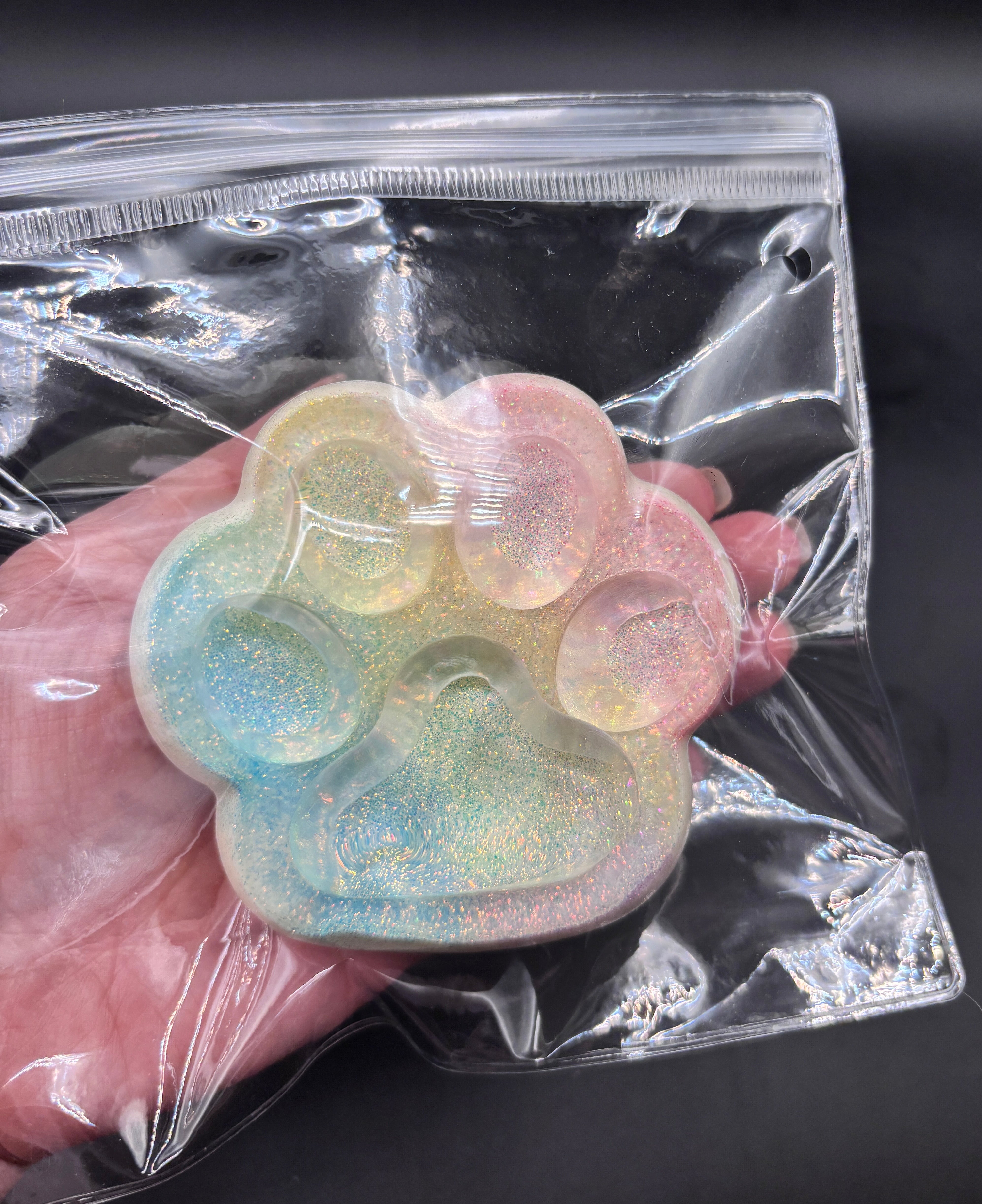 Extra Large glitter soft half clear cat paw