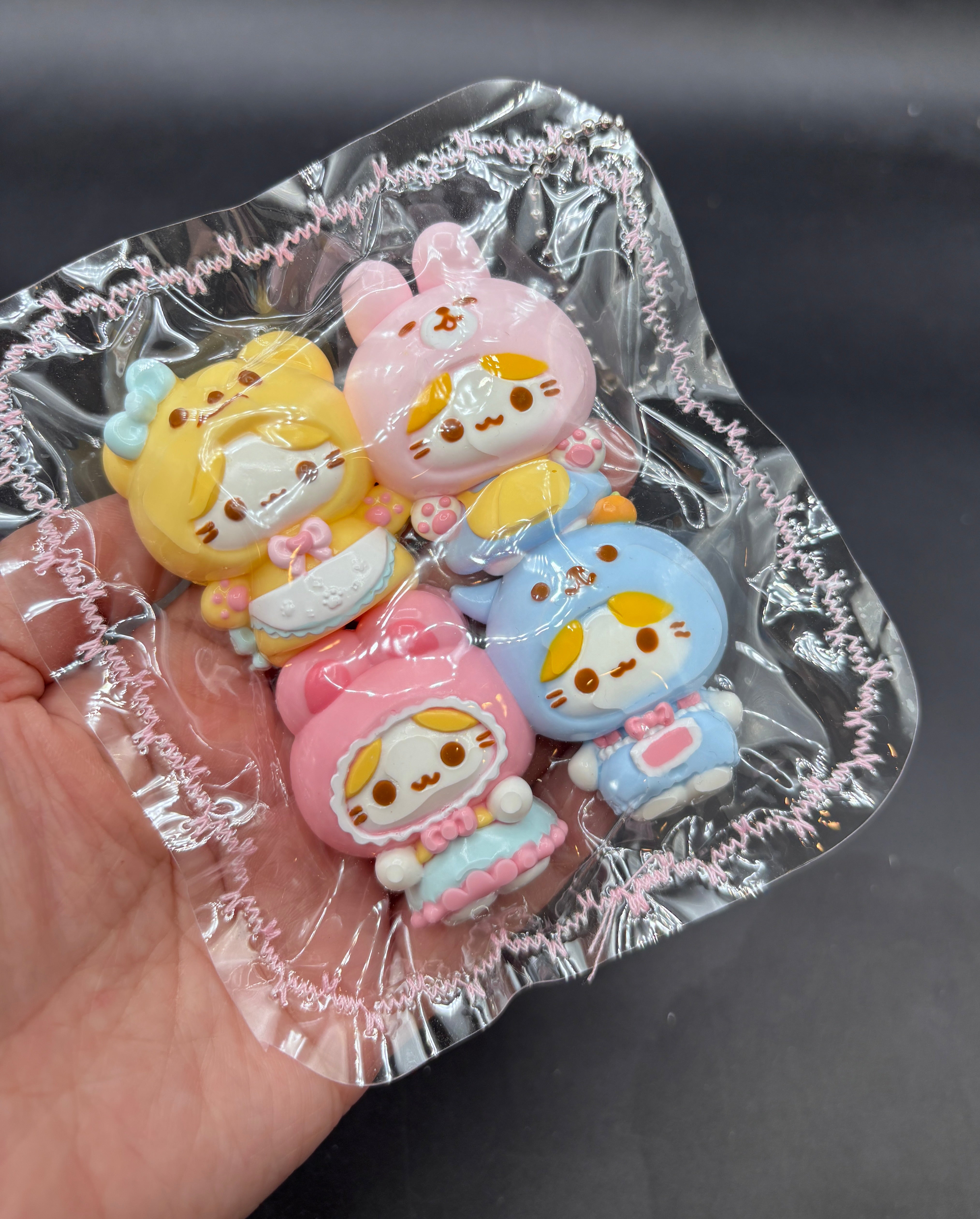 Pack of 4 cute marshmellow cat hoodies mini taba