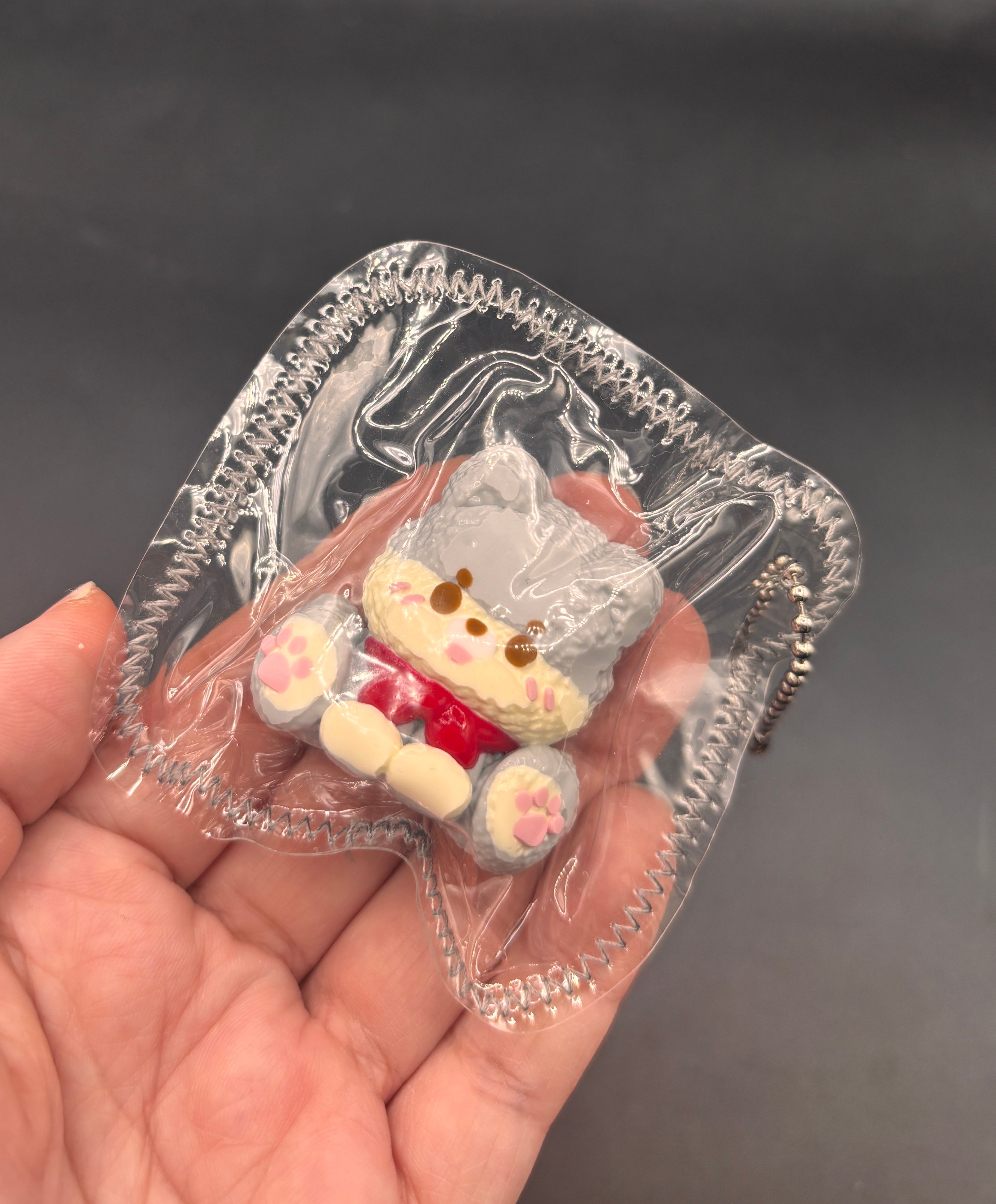 Gray puppy cute mini keychain taba squishy