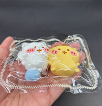 Pack of 2 mini chiikawa momonga and Kuri-Manjū cute soft taba squishy