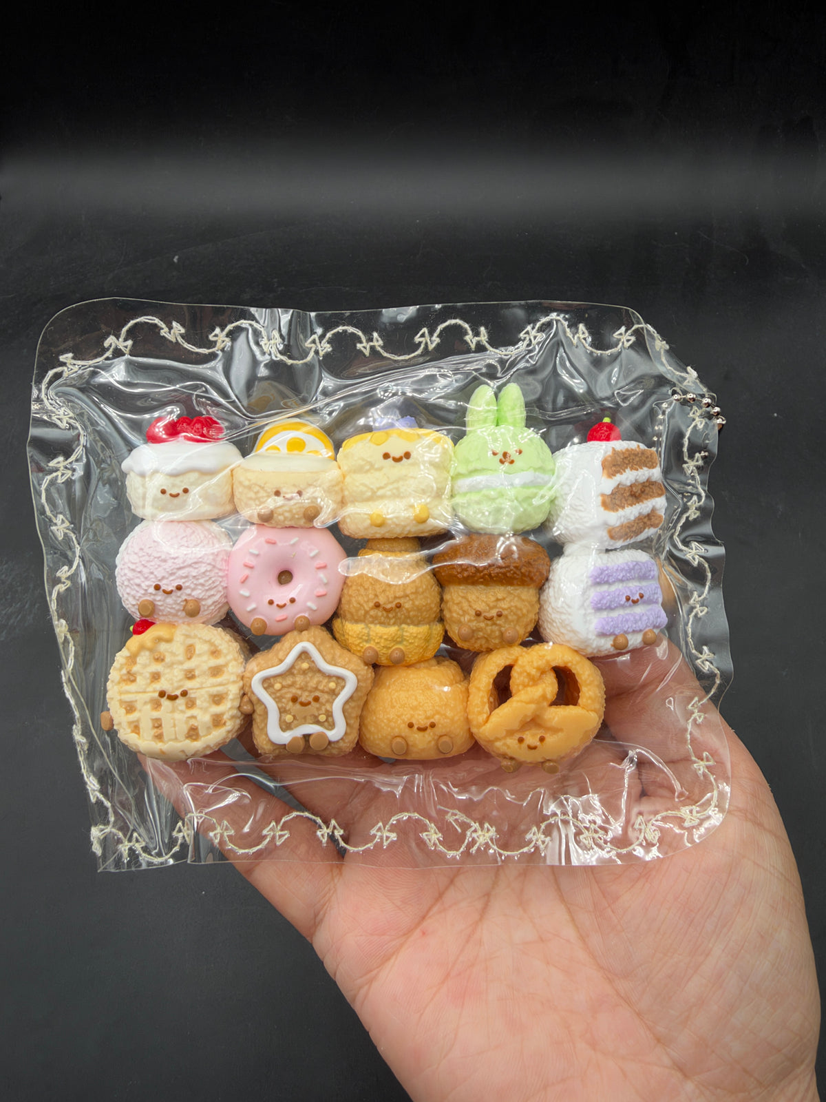 Mini keychain detailed pack of 15 jc pastries taba squishy
