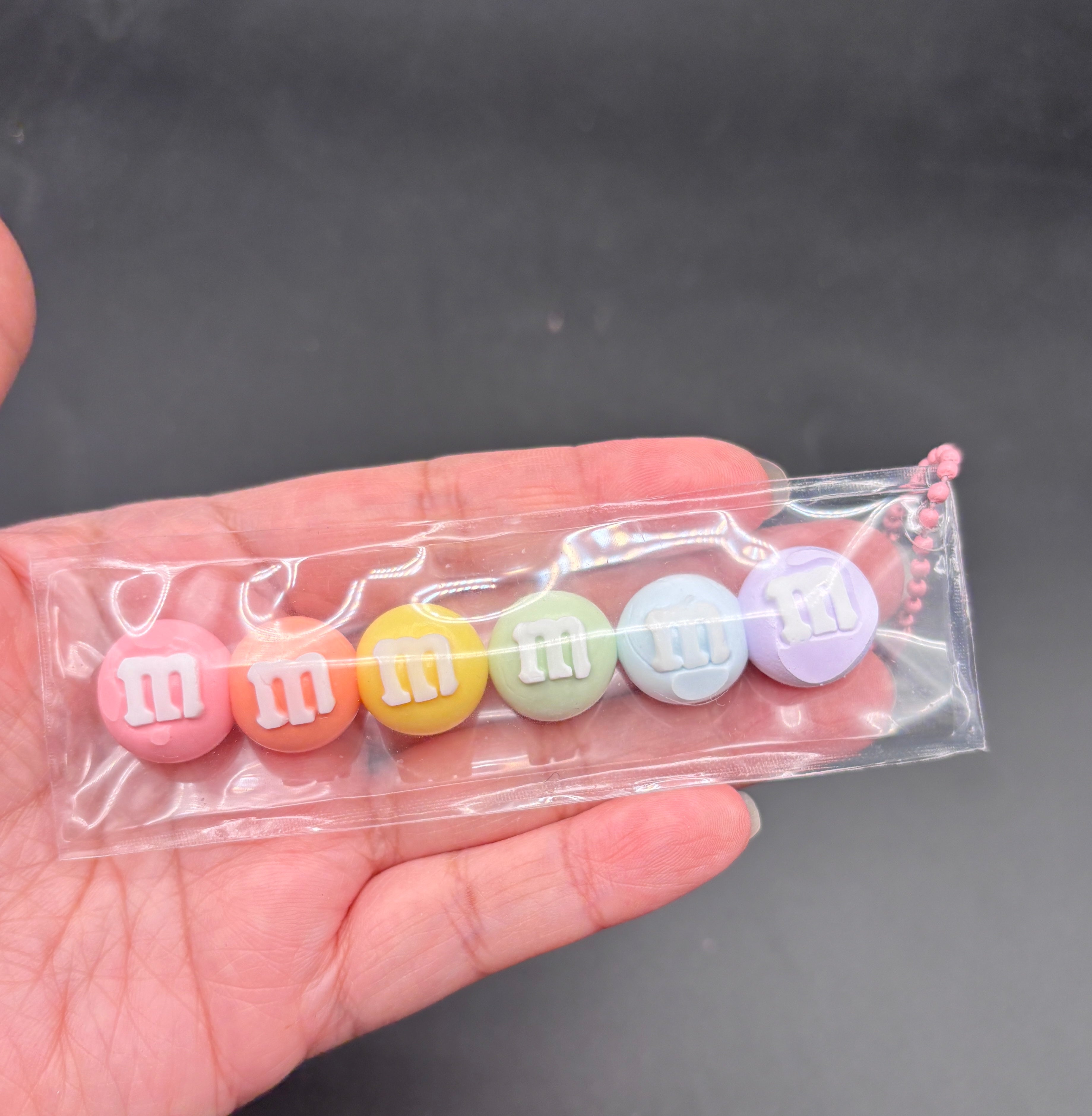 6 mini m&m keychain Taba Squishy Toy