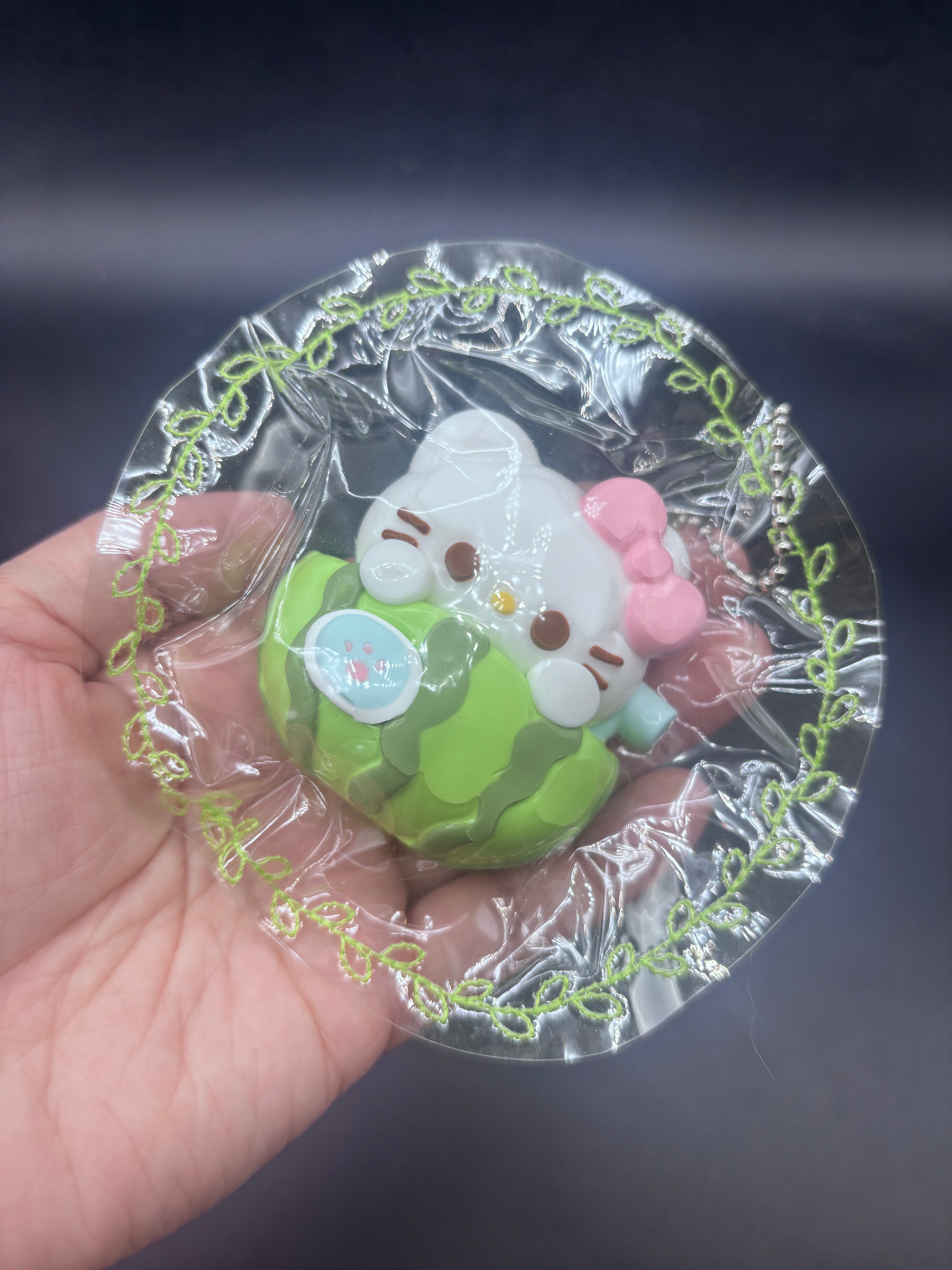 Small cute detailed kitty watermelon soft taba squishy keychain