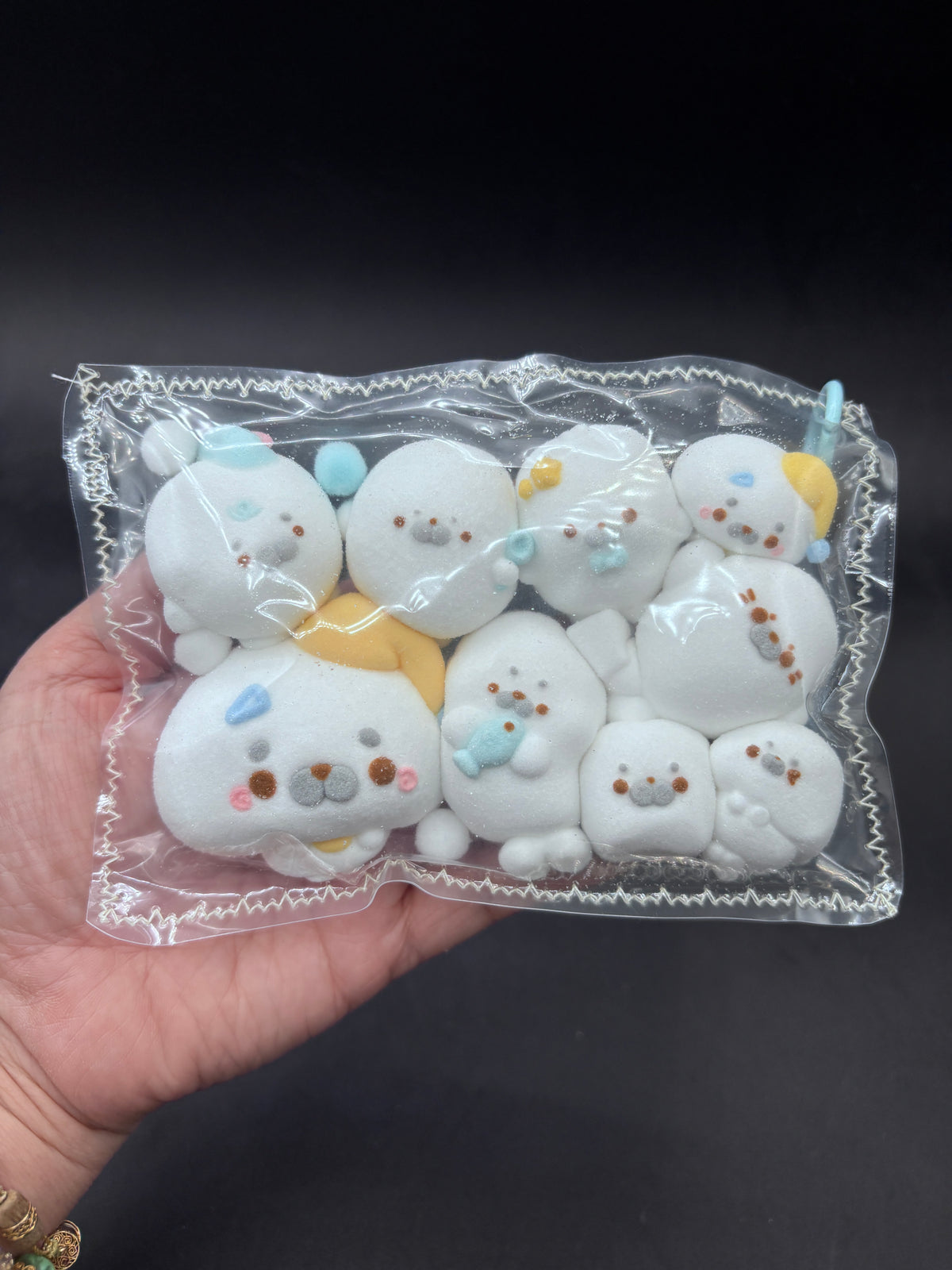 9 mini seals powdered mochi cute taba squishy
