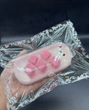 Super cute half clear peach coconut jelly bunny taba squishy
