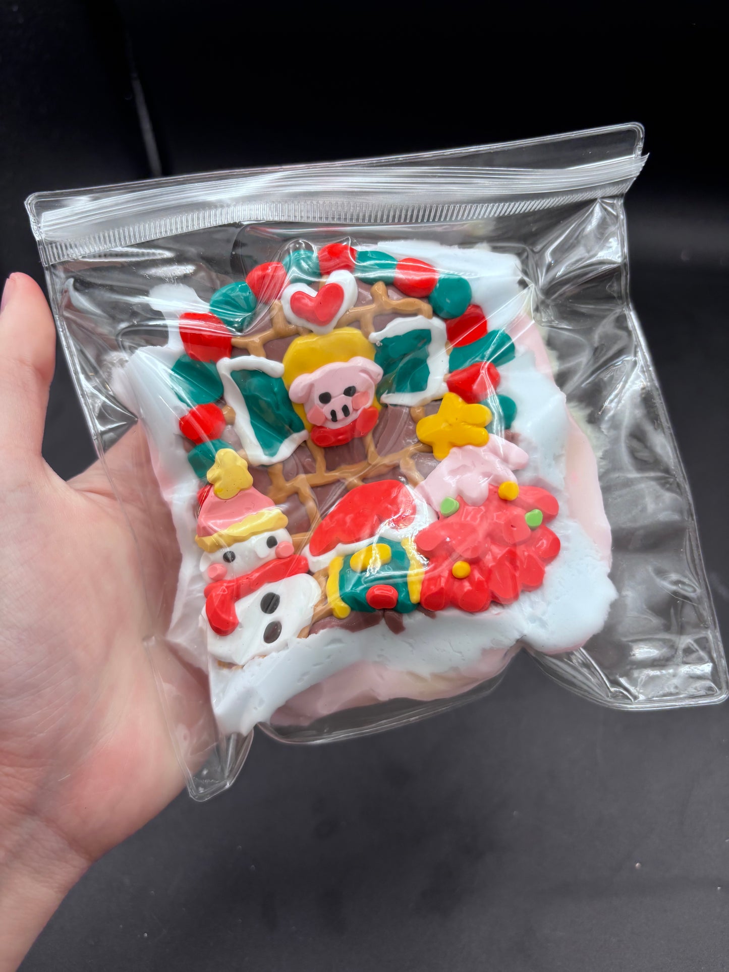 Handrawn super soft piggy gingerbread house toast