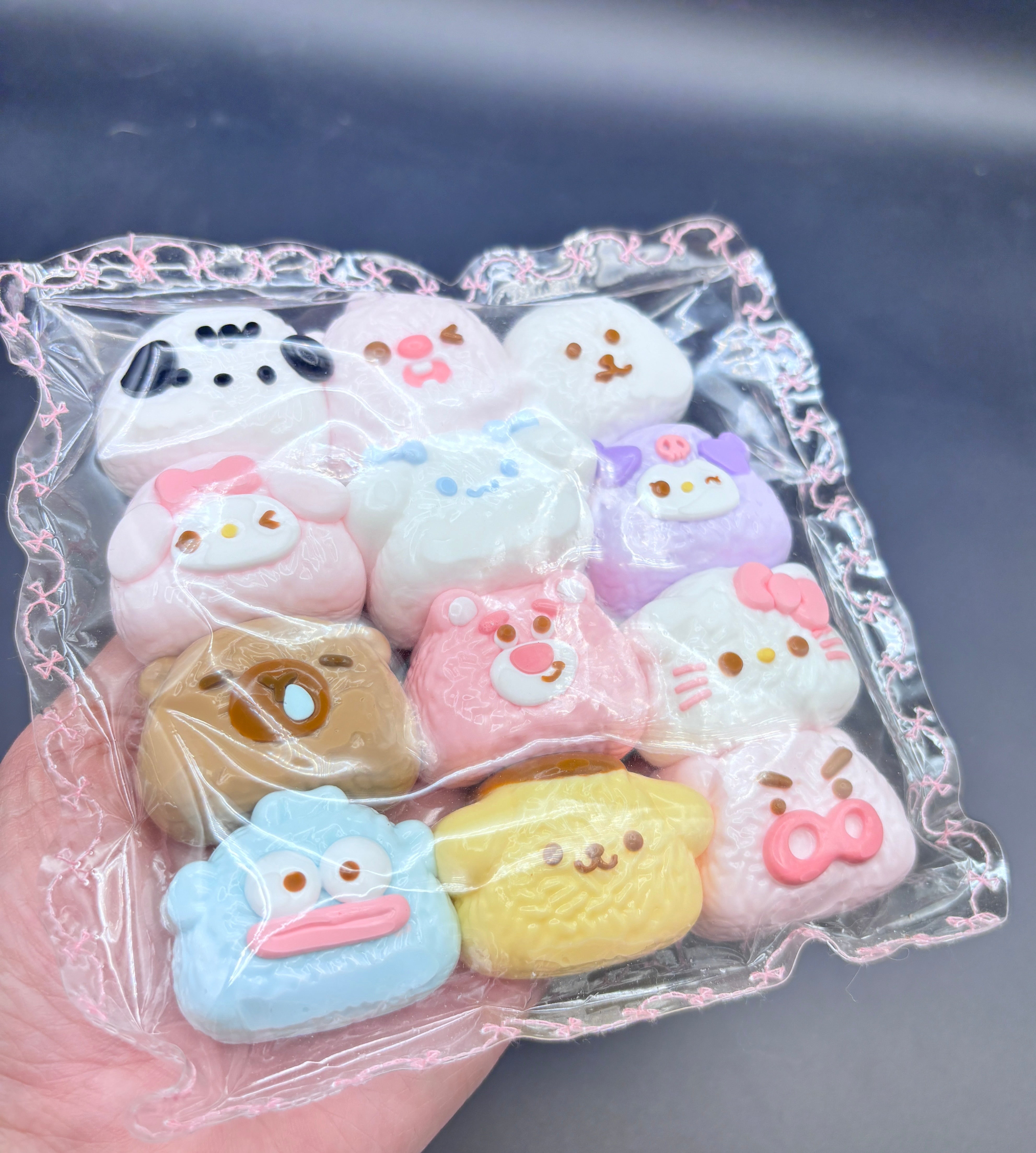 large pack of 12 small cartoon  Taba Squishy Toy