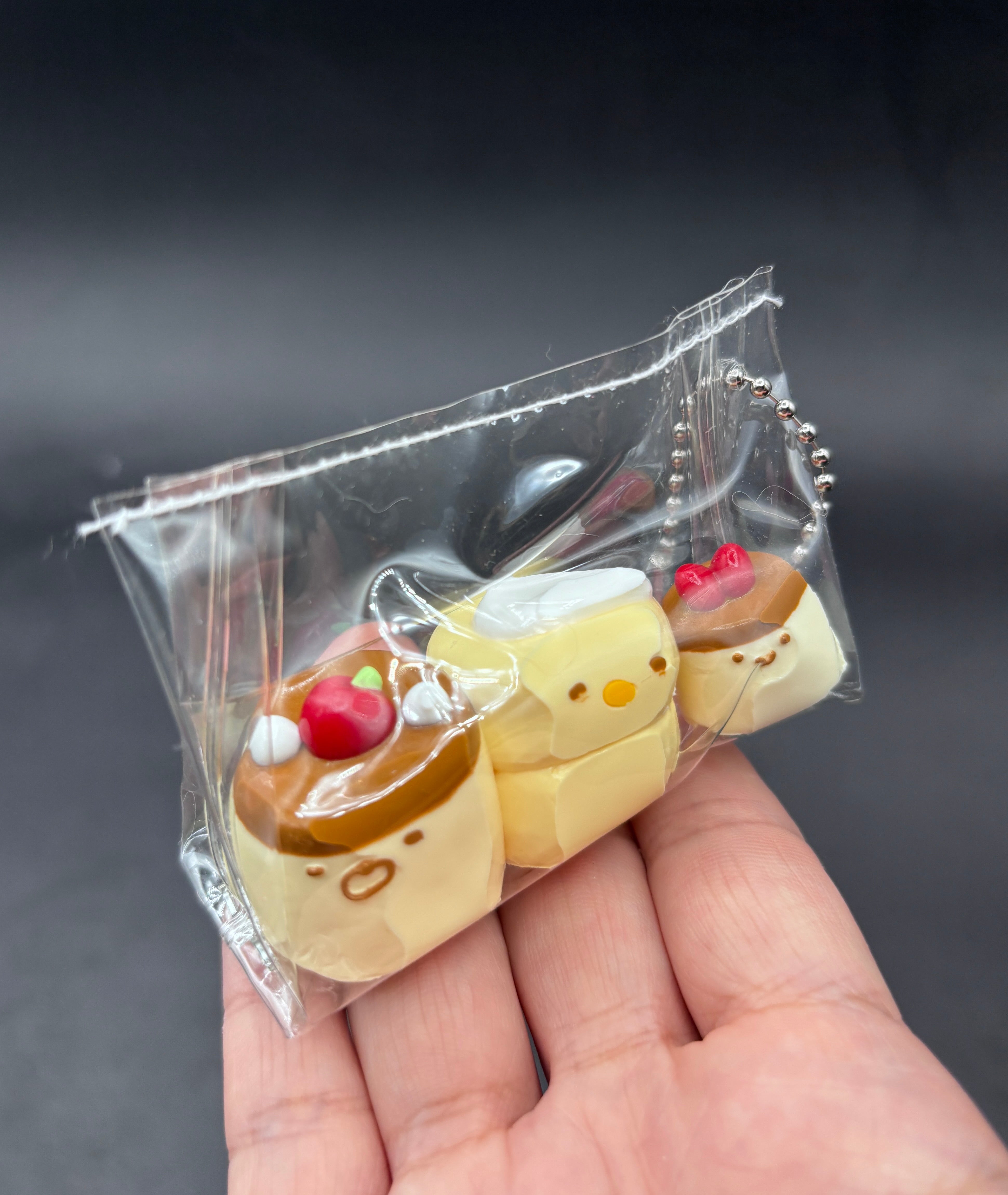 Mini pack of 3 pudding keychain taba squishy