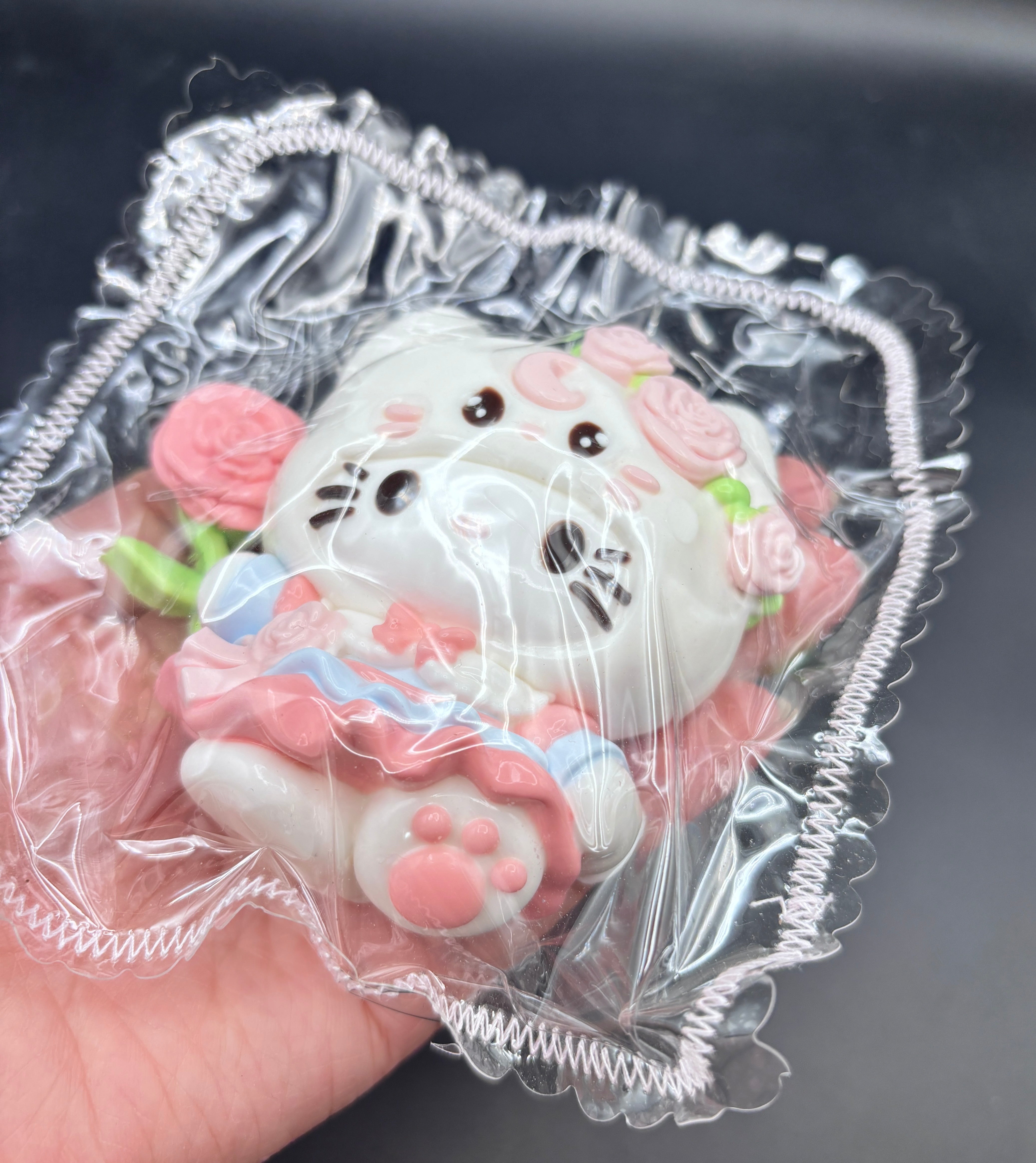 Rose flower kitty hoodie on kitty soft  Taba Squishy Toy